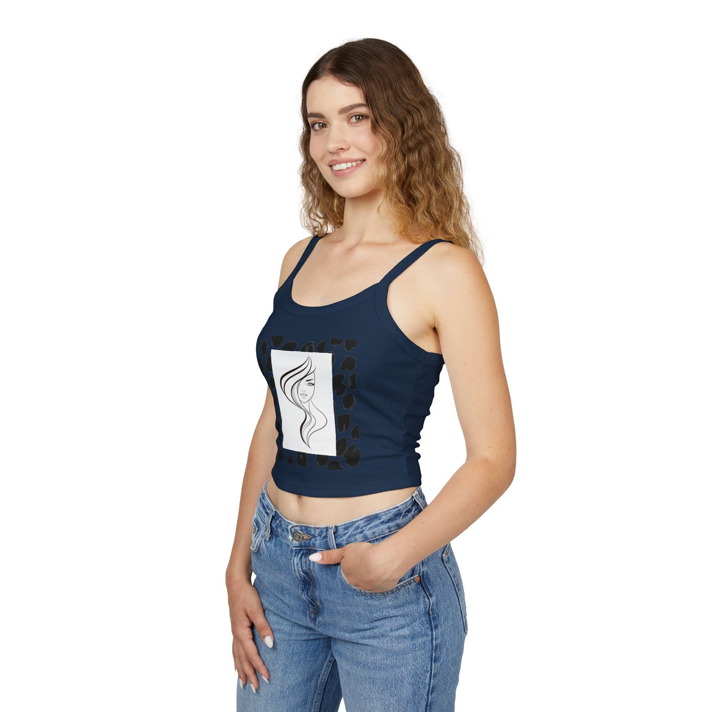 Simplisitee - Chic Women's Spaghetti Strap Tank Top with Artistic Hair Design, Summer Fashion Top, Casual Outfit, Gift for Her, Trendy Apparel