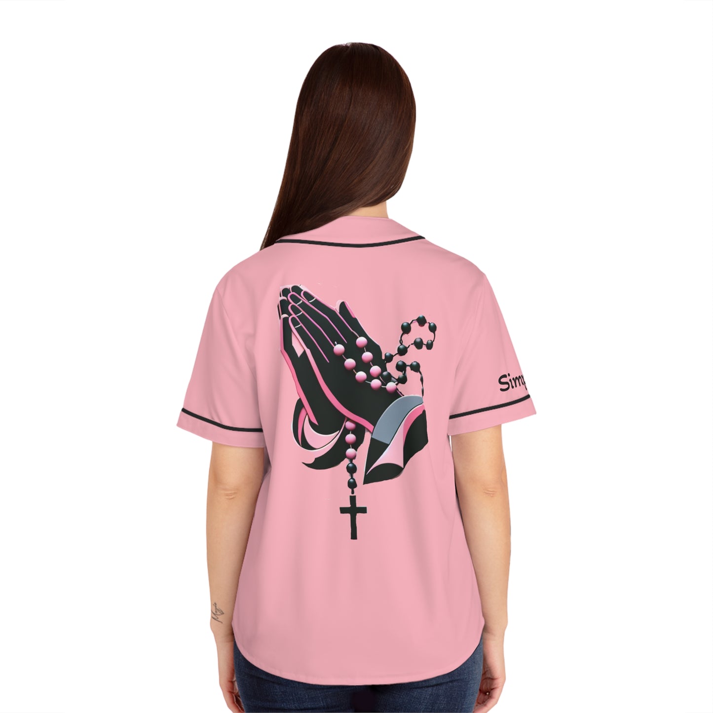 Stay Blessed Women's Baseball Jersey - Praying Hands Design