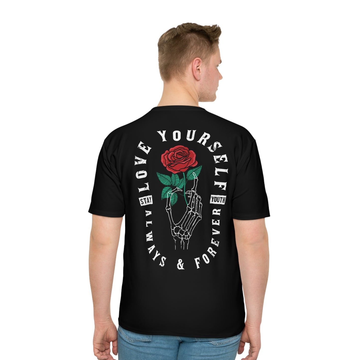 Skull & Rose Graphic Tee, Men's Graphic T-Shirt, AOP Casual Wear, Gift for Him, Motivational Fashion, Streetwear simplisitee