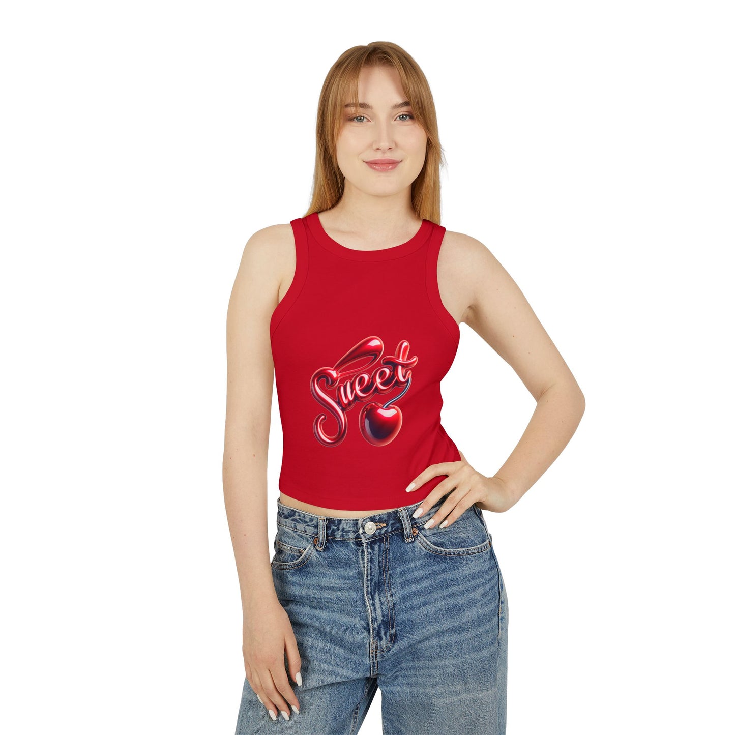 Simplisitee - Sweet Hearts Micro Rib Racer Tank Top | Cute Summer Top, Stylish Crop Tank, Gift for Her, Everyday Wear