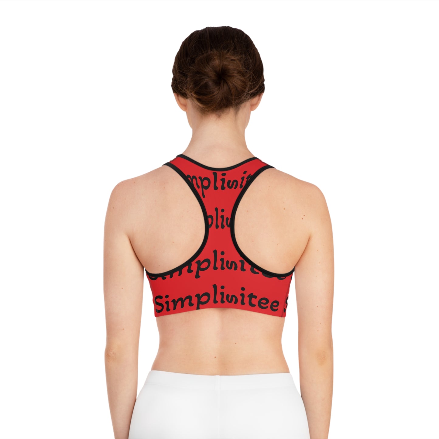simplisitee - Stylish Red Sports Bra with 'Simplitee' Print, Athletic Wear, Workout Gear, Fitness Apparel, Gift for Gym Lovers