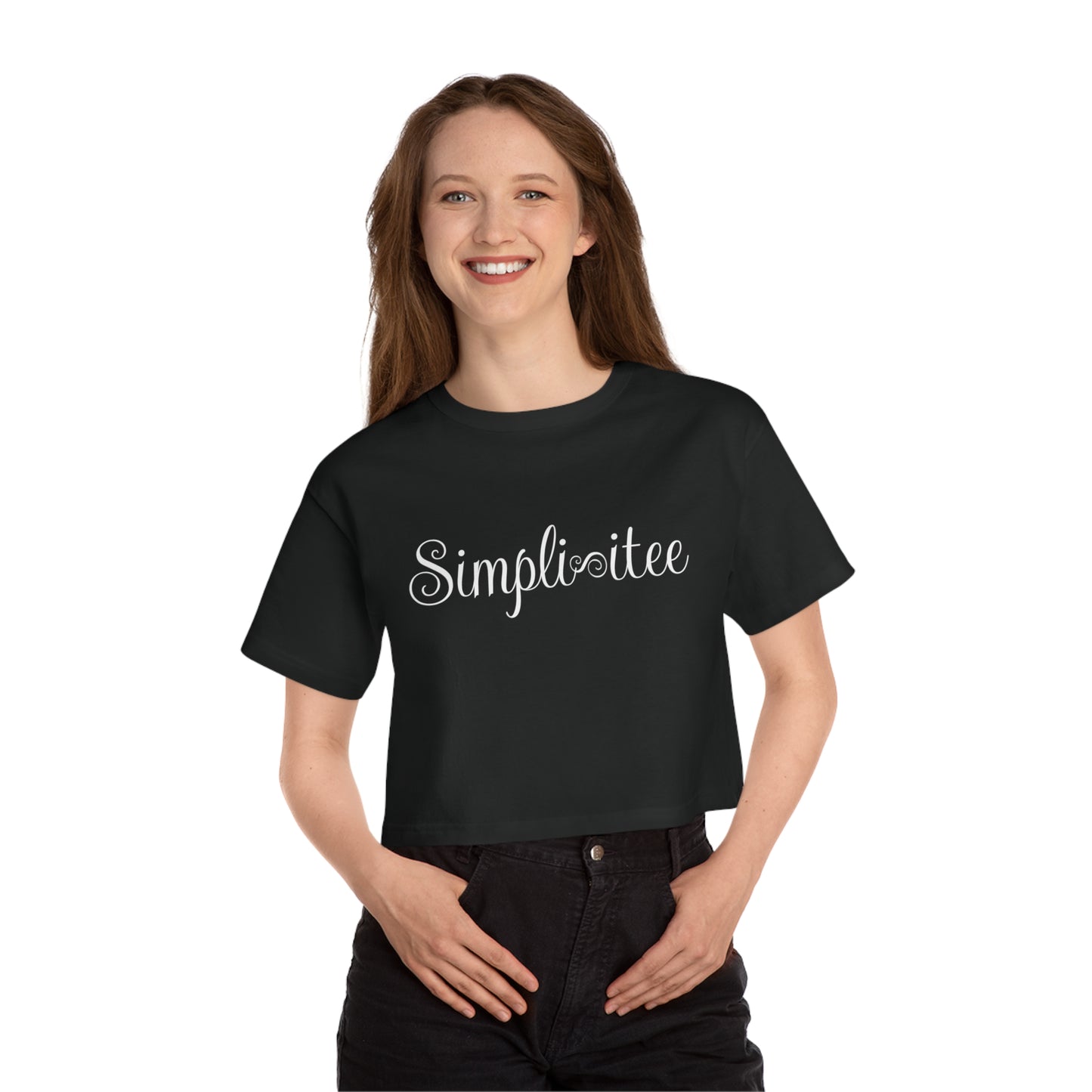 Cropped T-Shirt with 'Simplitee' Design | Chic Casual Wear for Everyday Style, Trendy Summer Top, Perfect for Gift, Lounge, Everyday Wear