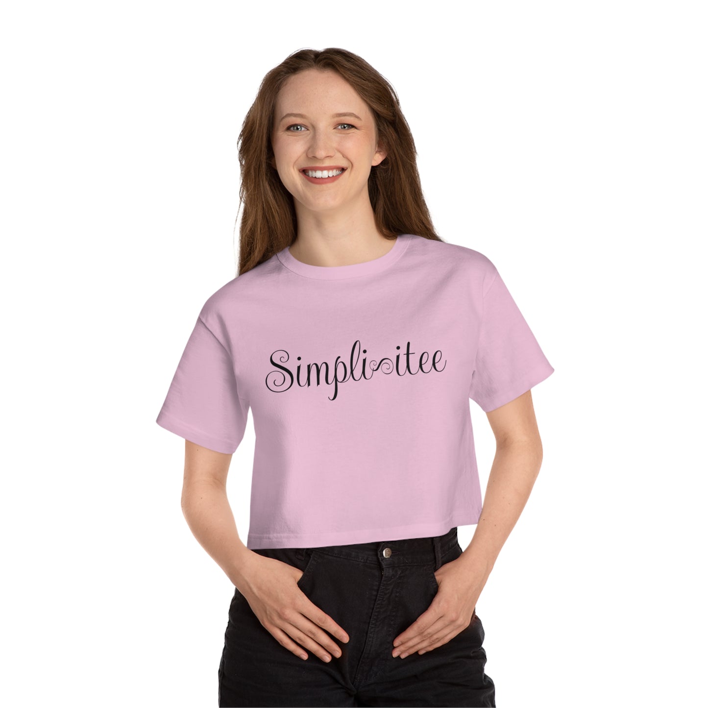 Cropped T-Shirt with 'Simplitee' Design | Chic Casual Wear for Everyday Style, Trendy Summer Top, Perfect for Gift, Lounge, Everyday Wear