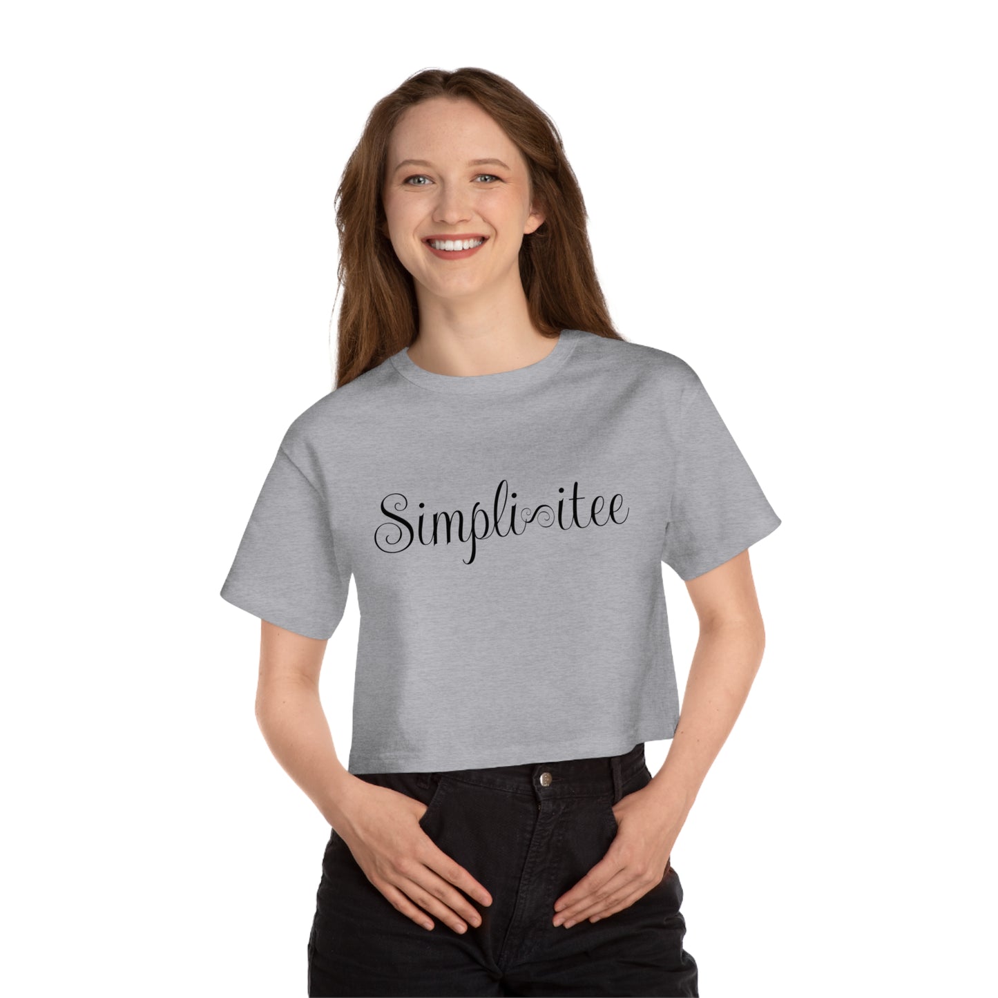 Cropped T-Shirt with 'Simplitee' Design | Chic Casual Wear for Everyday Style, Trendy Summer Top, Perfect for Gift, Lounge, Everyday Wear