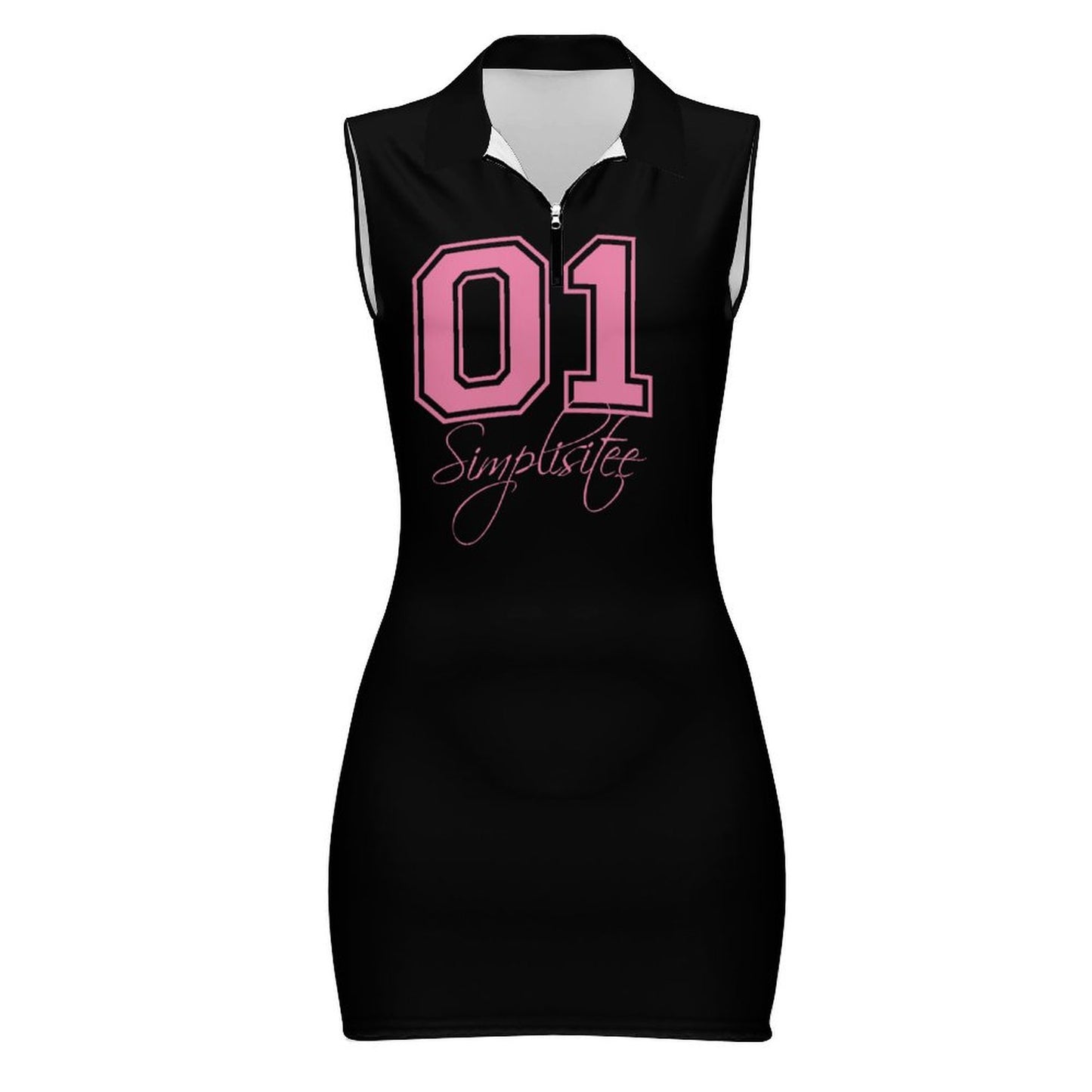 Sleeveless Polo pink simplisitee shirt Polo Sleeveless Zip Up Dress