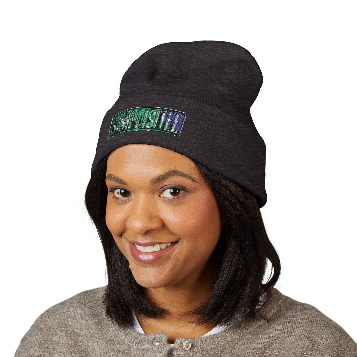 Trendy Embroidered Beanie, Simplisitee - Fashionable Winter Hat, Cozy Knit Cap, Gift for Him/Her, Street Style Accessory