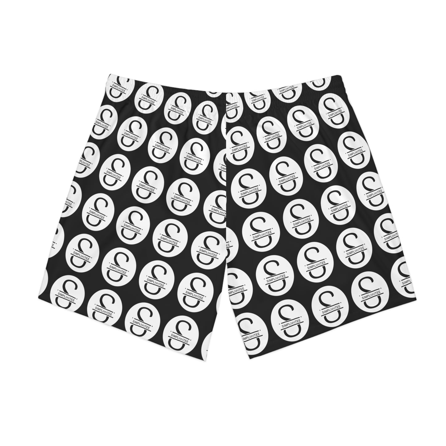 Simplisitee - Men's Elastic Beach Shorts with Logo Print - Stylish Summer Swimwear