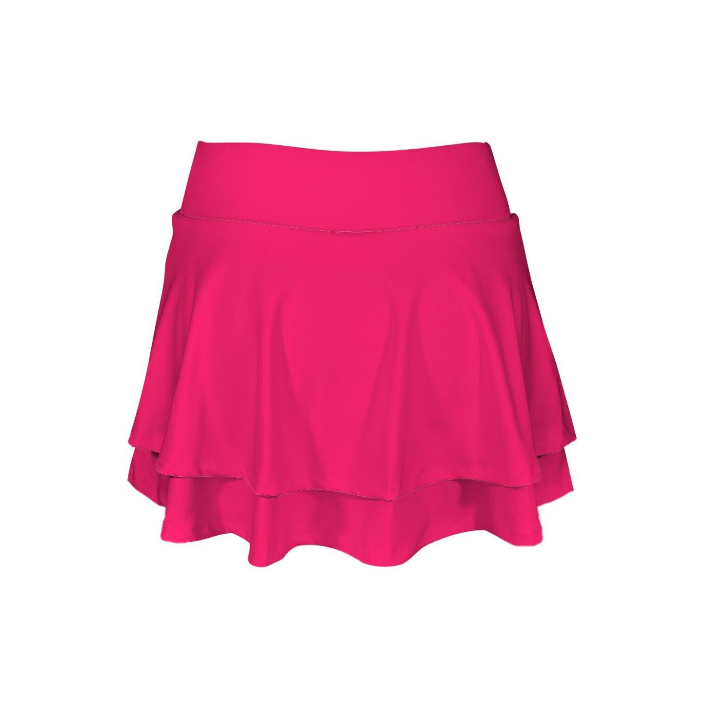 hot pink ruffle skirt High Waist Layered Ruffle Pockets Sports Skirt