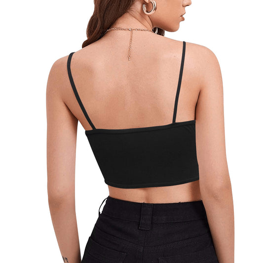 baddie grey top Women's Spaghetti Strap Crop Top (Model T67)