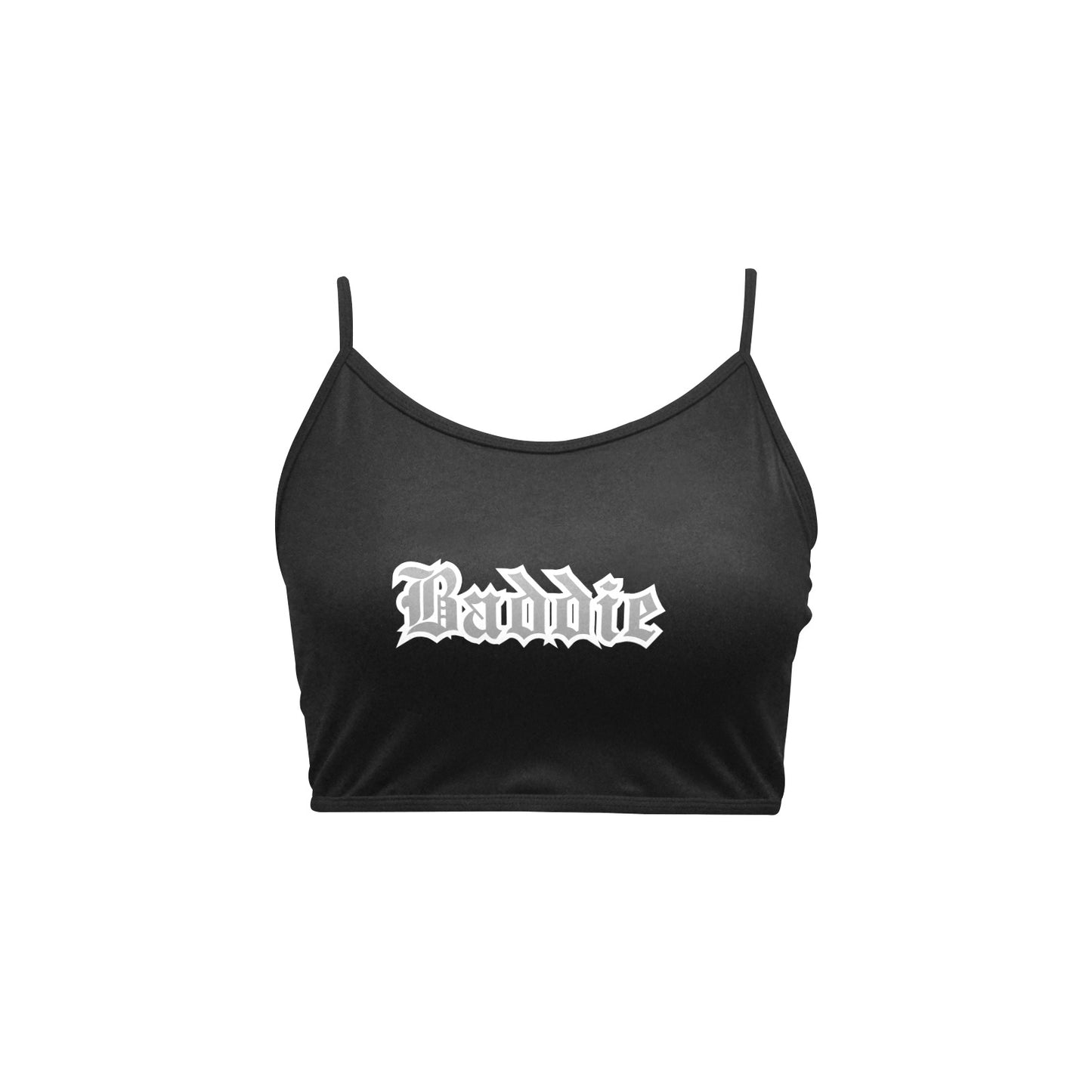 baddie grey top Women's Spaghetti Strap Crop Top (Model T67)