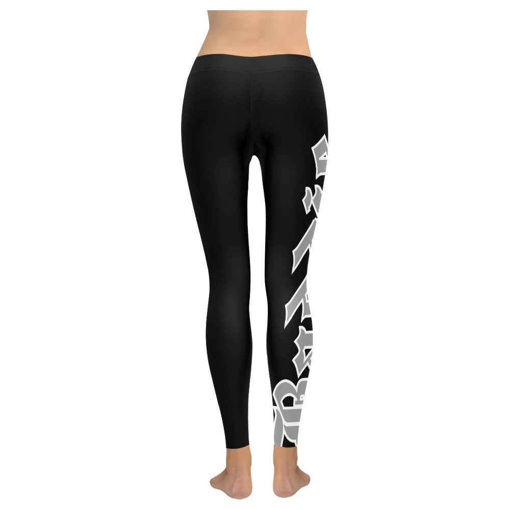 grey word simplisitee with silhouette of sexy women highlights of neon png Women's Low Rise Leggings (Invisible Stitch) (Model L05)