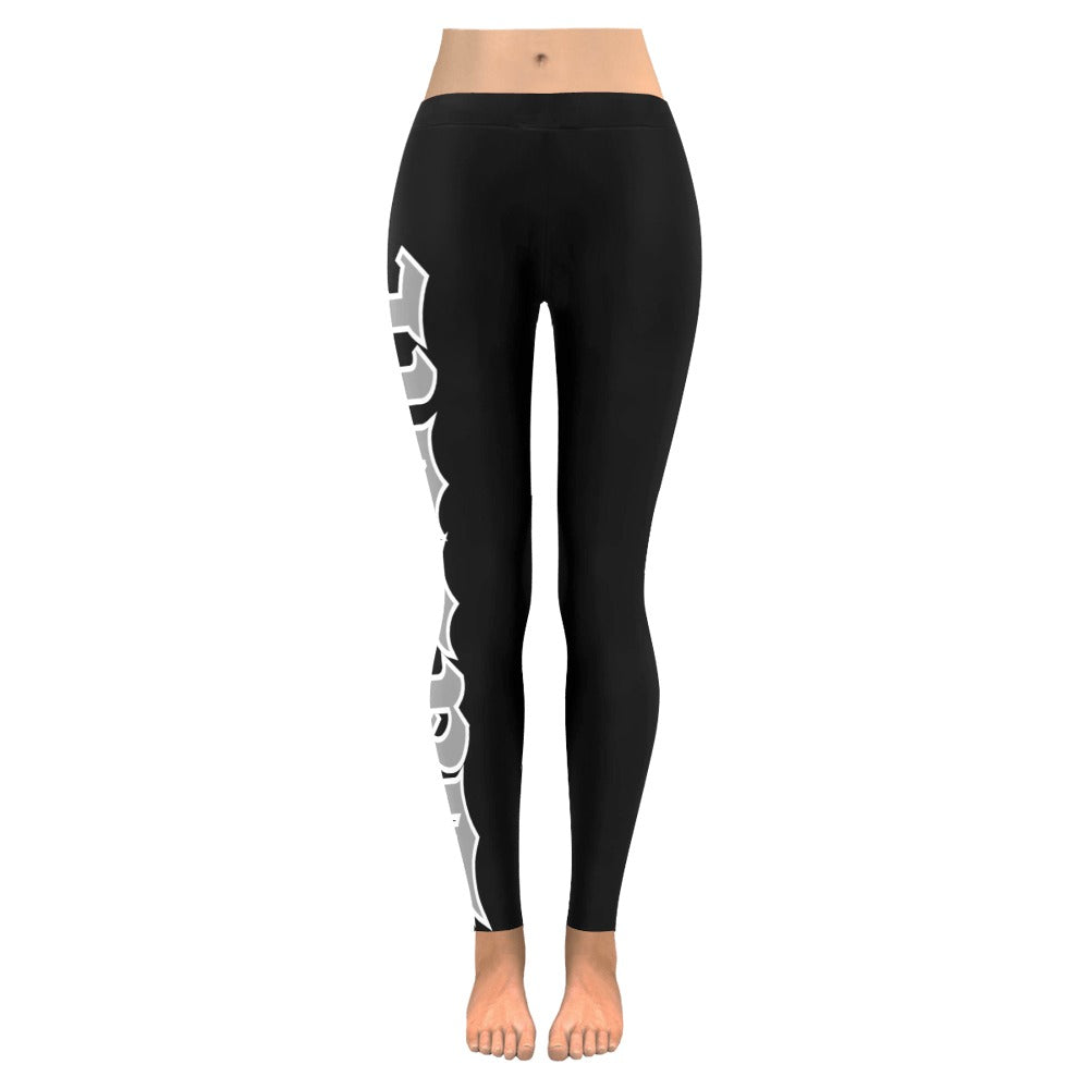 grey word simplisitee with silhouette of sexy women highlights of neon png Women's Low Rise Leggings (Invisible Stitch) (Model L05)