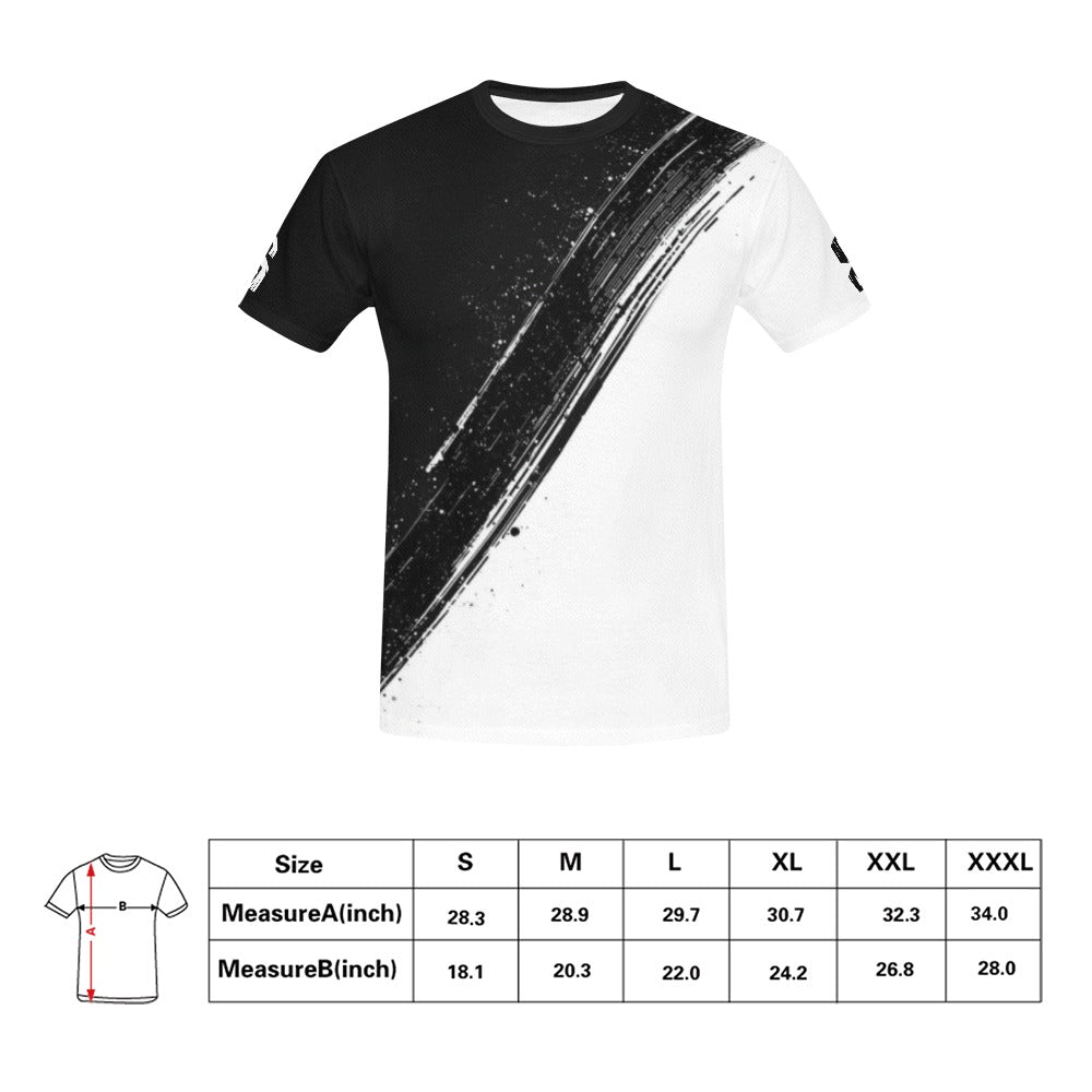 black white split tee All Over Print T-Shirt for Men (USA Size) (Model T40)