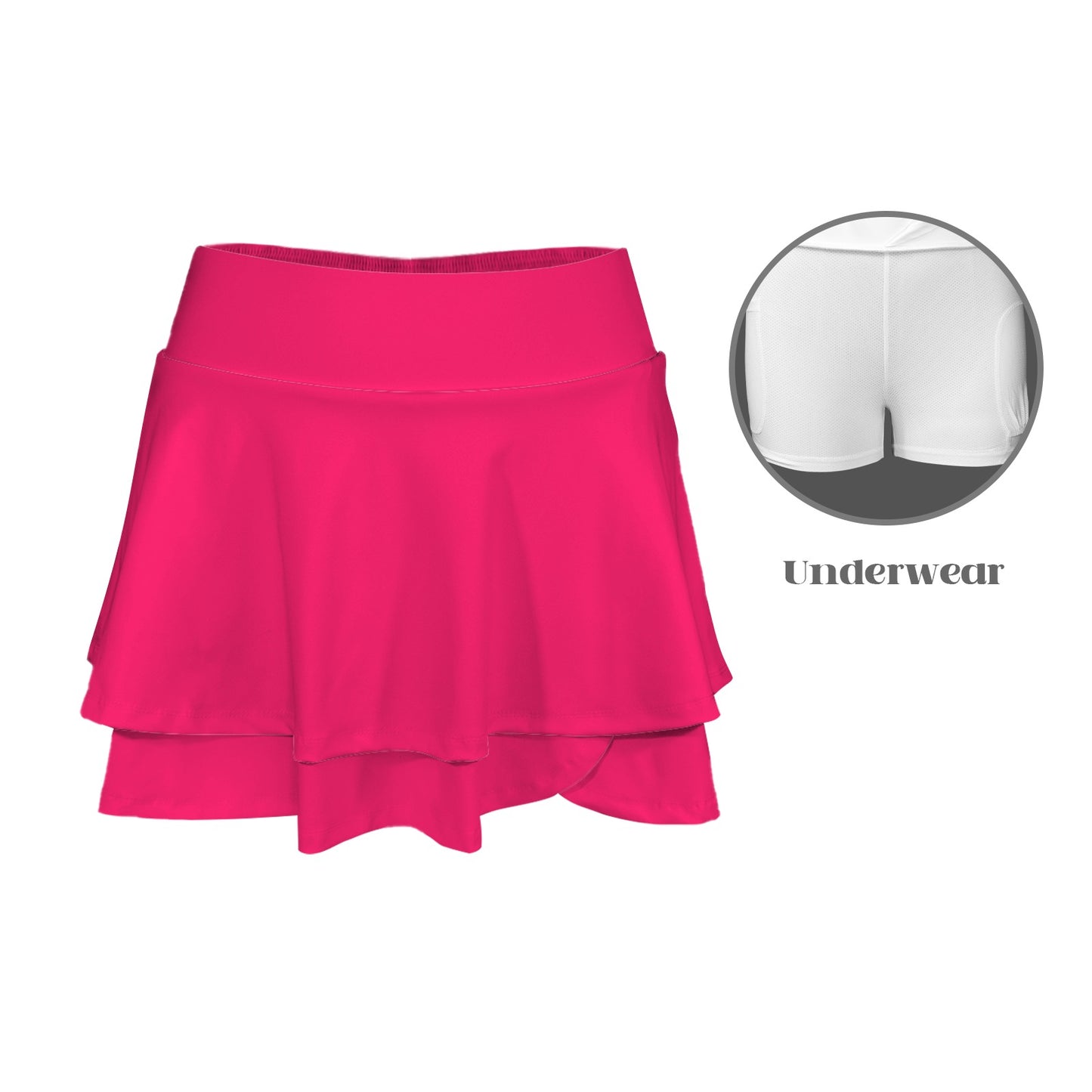 hot pink ruffle skirt High Waist Layered Ruffle Pockets Sports Skirt