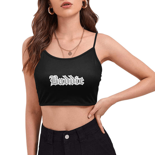 baddie grey top Women's Spaghetti Strap Crop Top (Model T67)