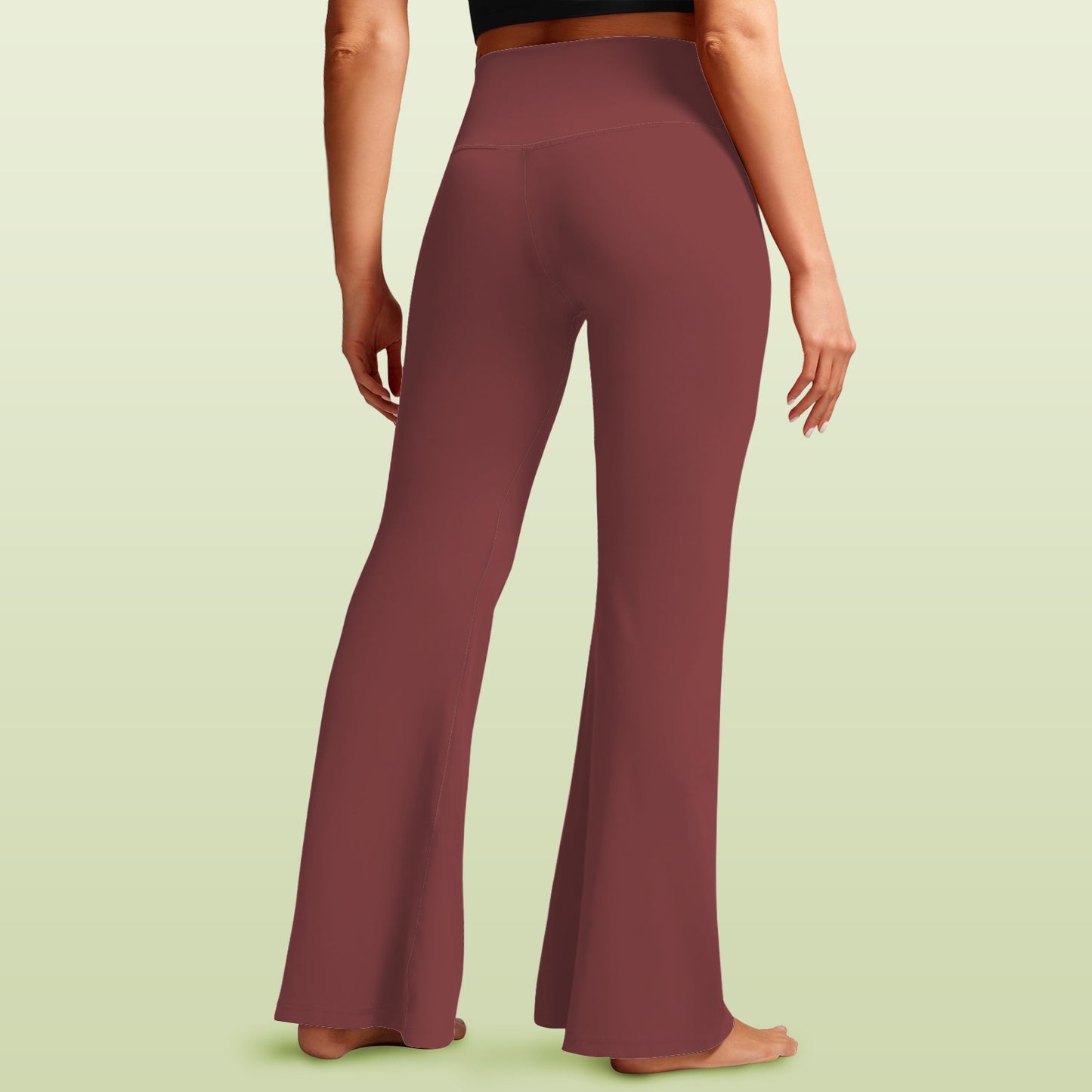 maroon  cross leggings High Waist Crossover Tummy Control Flare Leggings