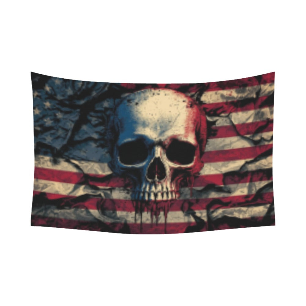skull american flag tapestry Polyester Peach Skin Wall Tapestry 90"x 60"