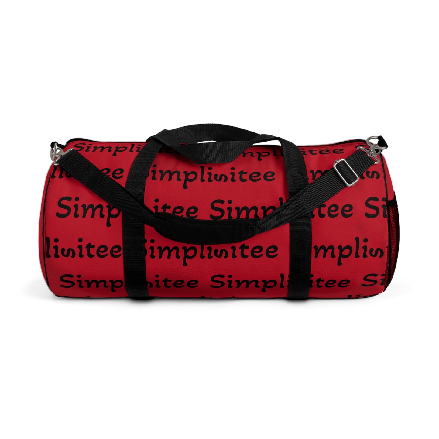 Simplisitee - Stylish Red Duffel Bag with 'Simplinitee' Design - Perfect for Gym & Travel
