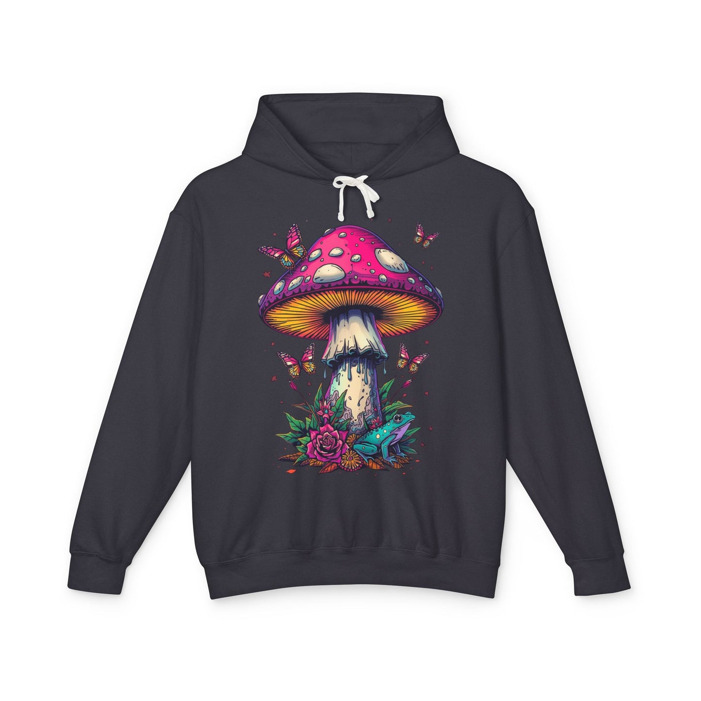 Simplisitee -Mushroom & Butterfly Hoodie - Nature-Inspired Unisex Lightweight Sweatshirt