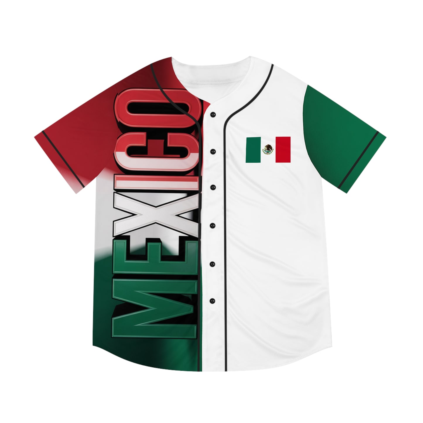 Simplisitee - Mexico Pride Men's Baseball Jersey, AOP Tee, Sportswear, Mexican Heritage Apparel, Game Day Outfit, Fiesta Clothing