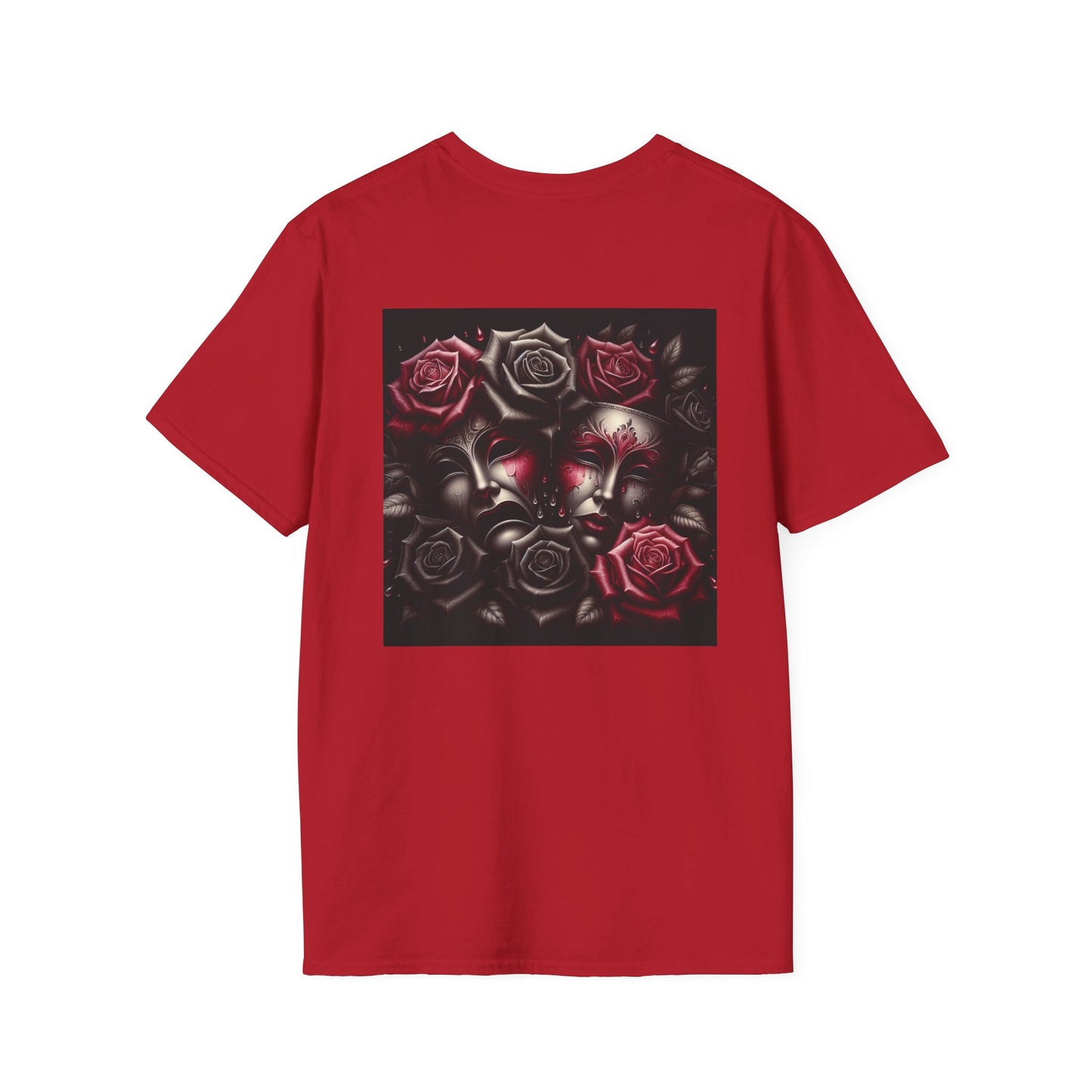 Simplisitee - Elegant Masked Roses T-Shirt - Unisex Softstyle Tee for Celebrations