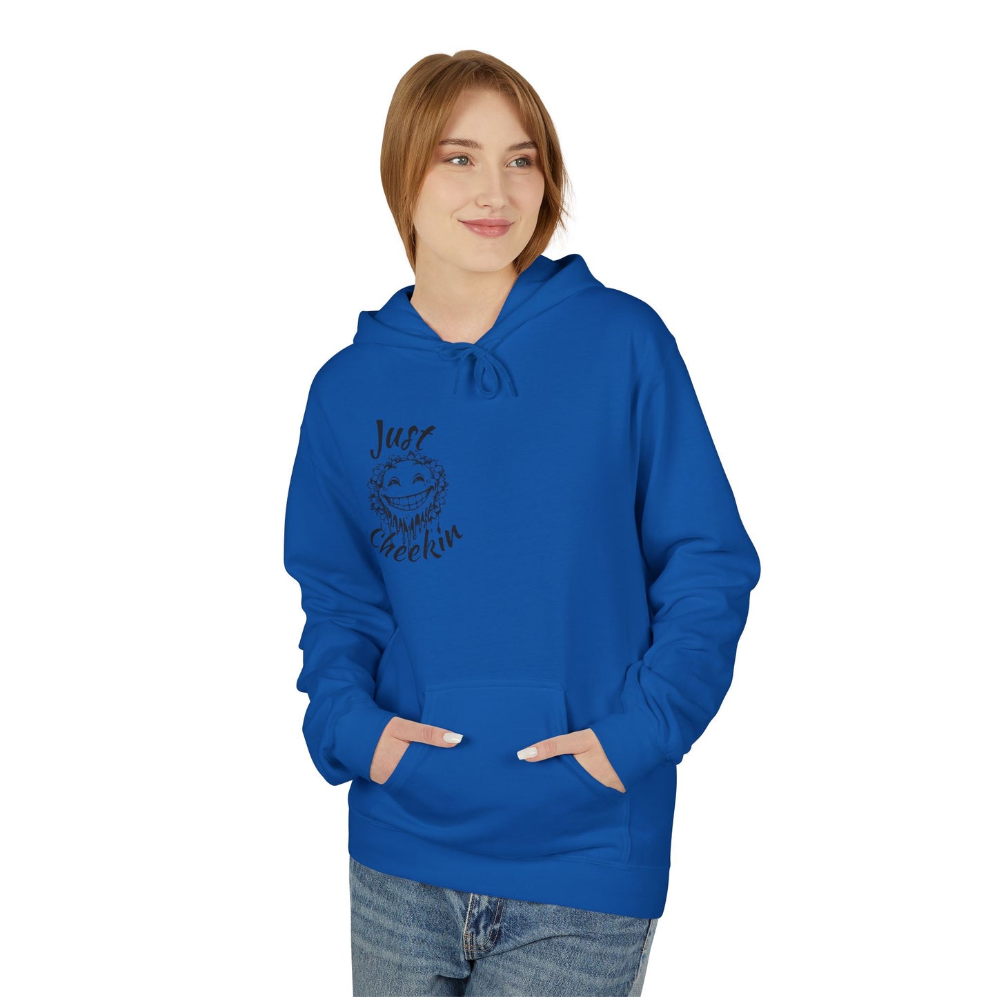 Just Checkin' Fleece Hoodie - Unisex Midweight Softstyle Casual Wear