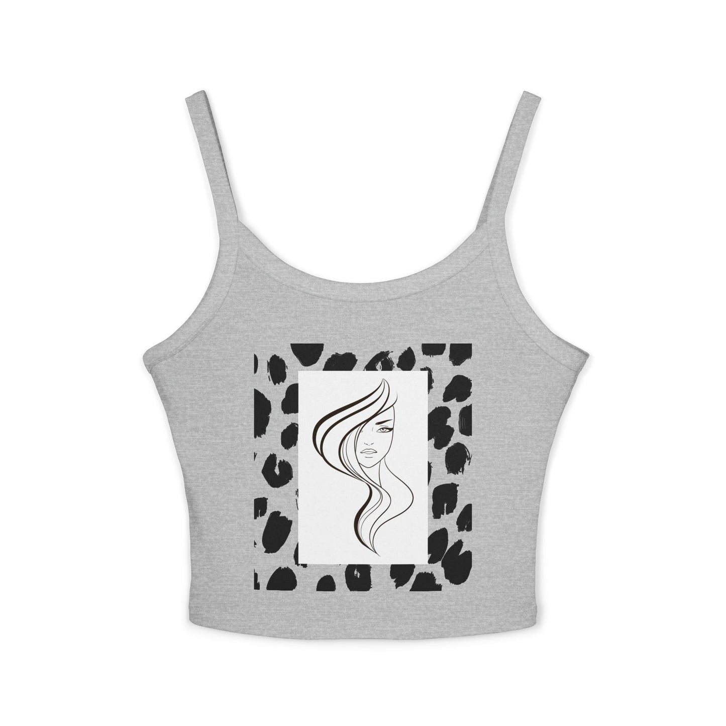 Simplisitee - Chic Women's Spaghetti Strap Tank Top with Artistic Hair Design, Summer Fashion Top, Casual Outfit, Gift for Her, Trendy Apparel