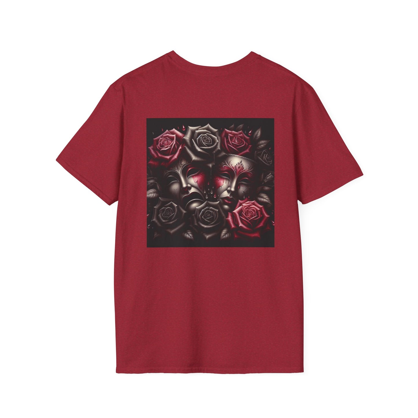 Simplisitee - Elegant Masked Roses T-Shirt - Unisex Softstyle Tee for Celebrations