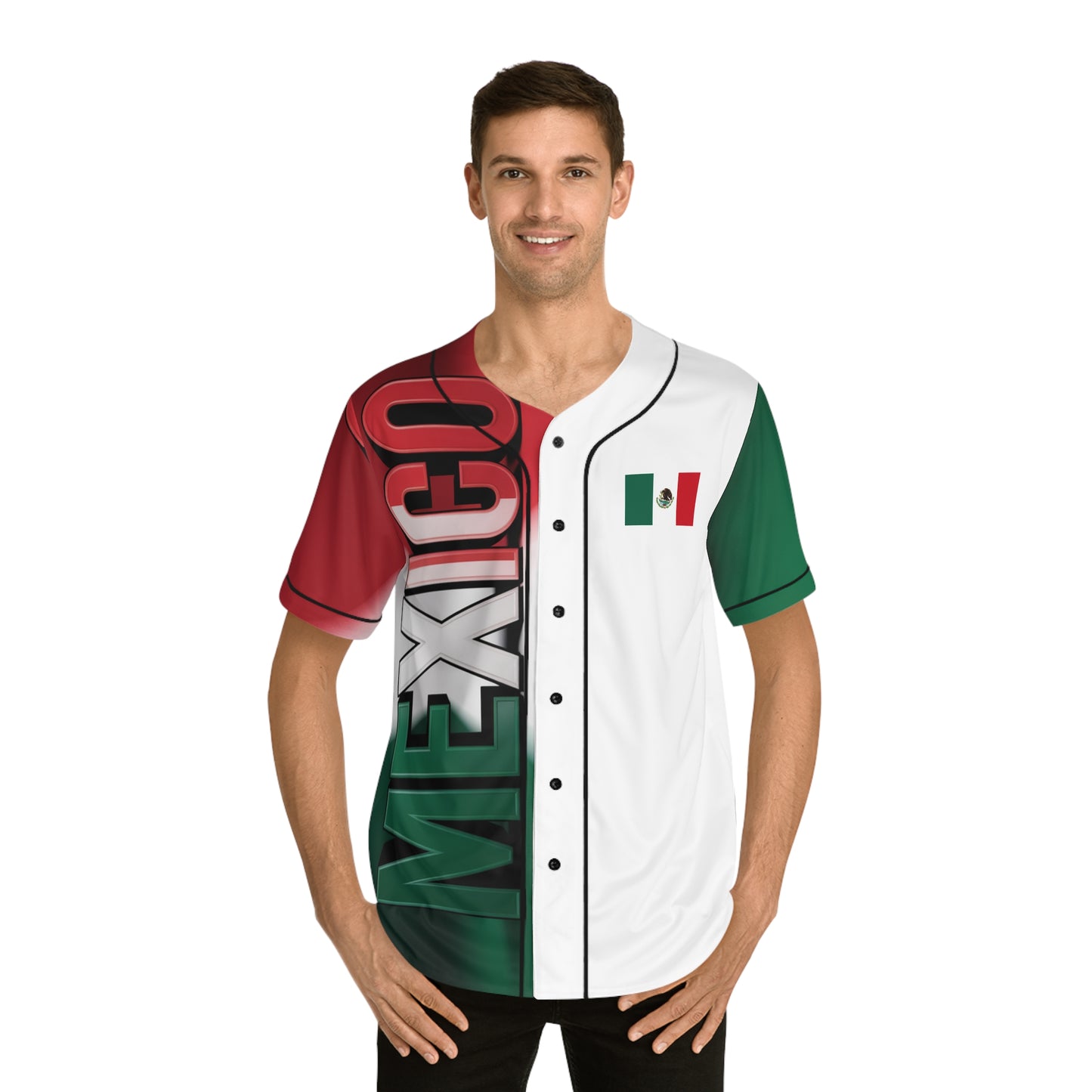 Simplisitee - Mexico Pride Men's Baseball Jersey, AOP Tee, Sportswear, Mexican Heritage Apparel, Game Day Outfit, Fiesta Clothing