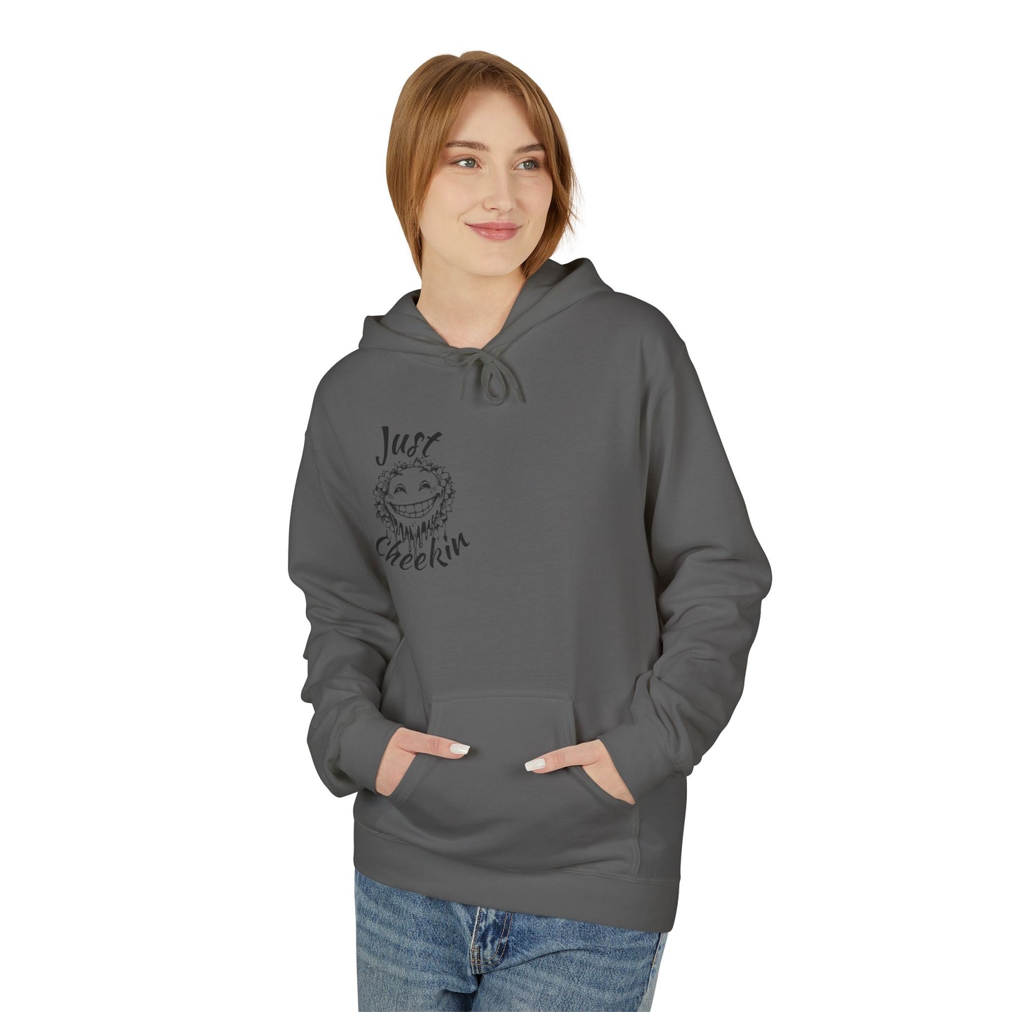 Just Checkin' Fleece Hoodie - Unisex Midweight Softstyle Casual Wear