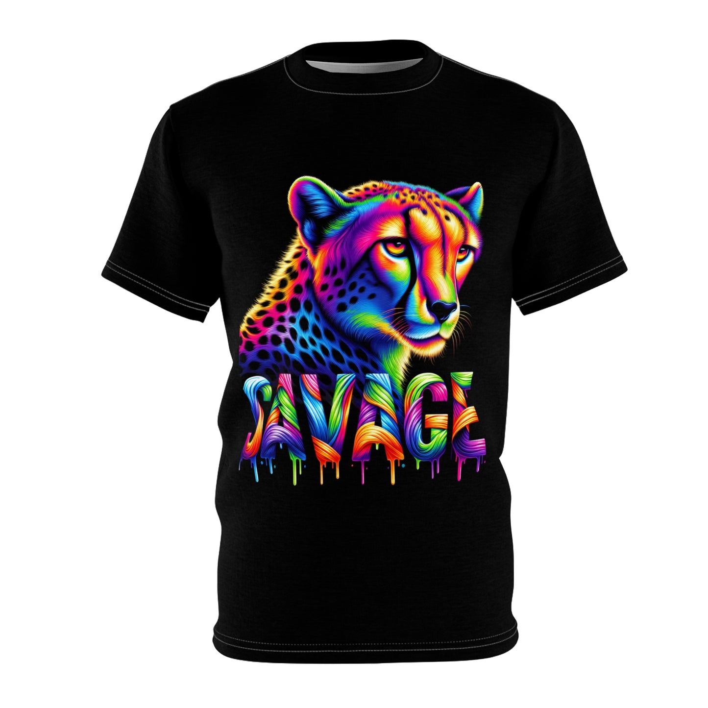 Savage Leopard Unisex Tee, Bold Graphic T-Shirt, Colorful Animal Print, Unique Gift for Animal Lovers, Streetwear Style Top