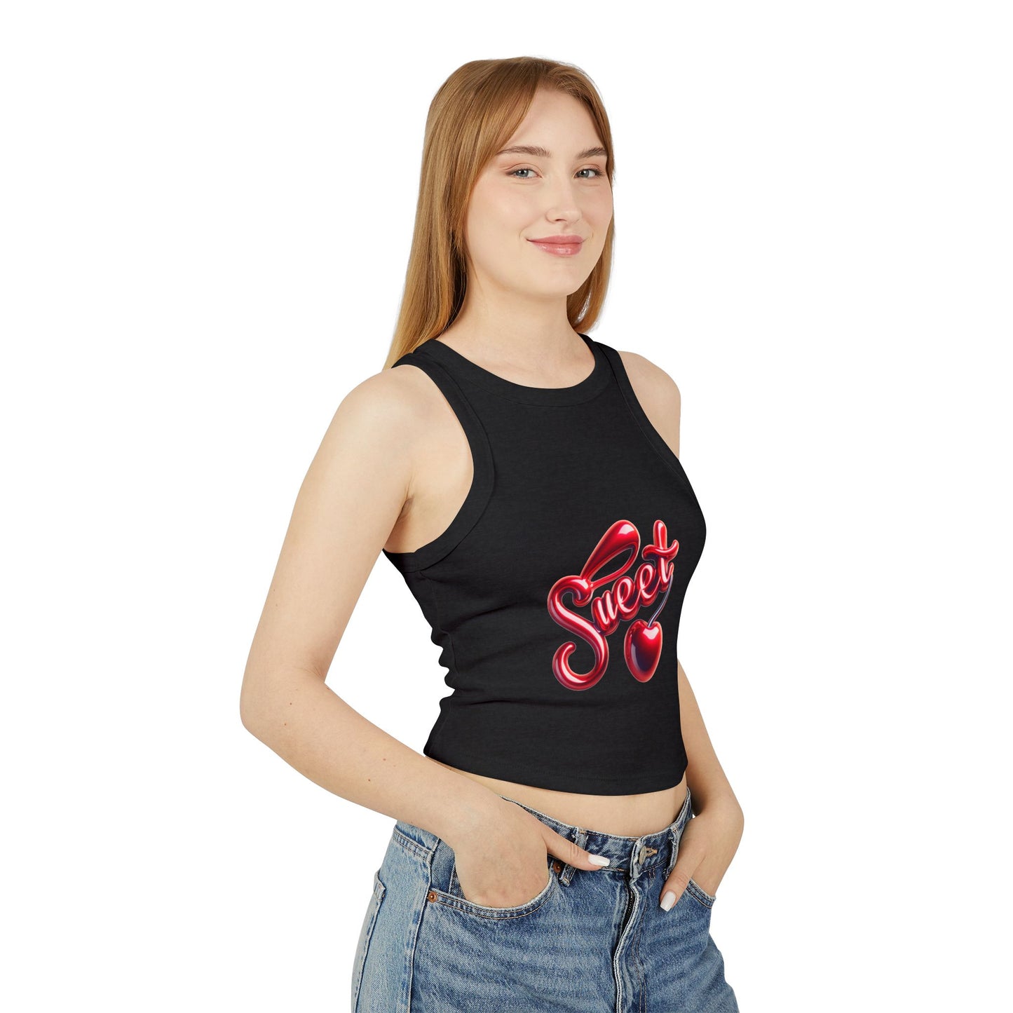Simplisitee - Sweet Hearts Micro Rib Racer Tank Top | Cute Summer Top, Stylish Crop Tank, Gift for Her, Everyday Wear