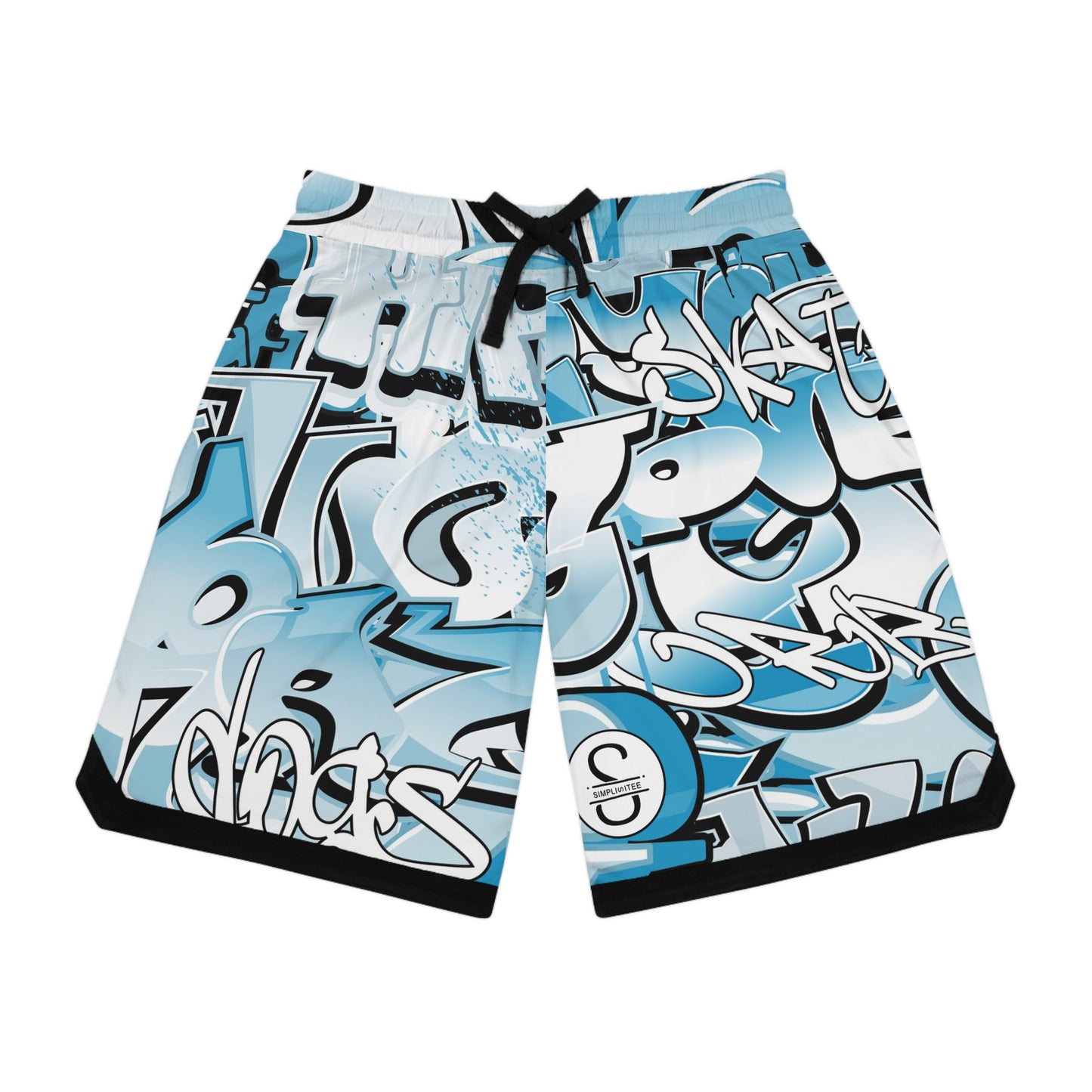 Simplisitee - Graffiti Print Basketball Rib Shorts - Urban Style Athletic Wear