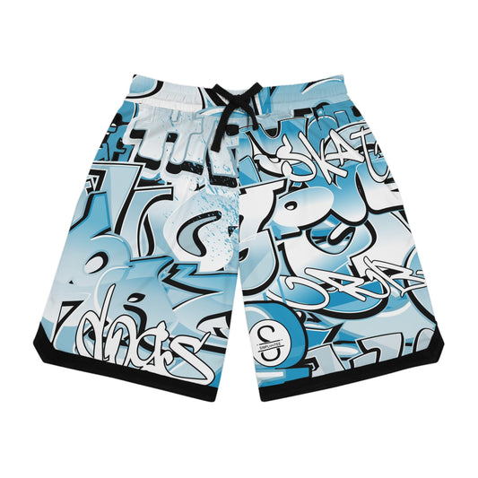 Simplisitee - Graffiti Print Basketball Rib Shorts - Urban Style Athletic Wear