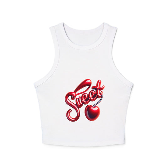 Simplisitee - Sweet Hearts Micro Rib Racer Tank Top | Cute Summer Top, Stylish Crop Tank, Gift for Her, Everyday Wear