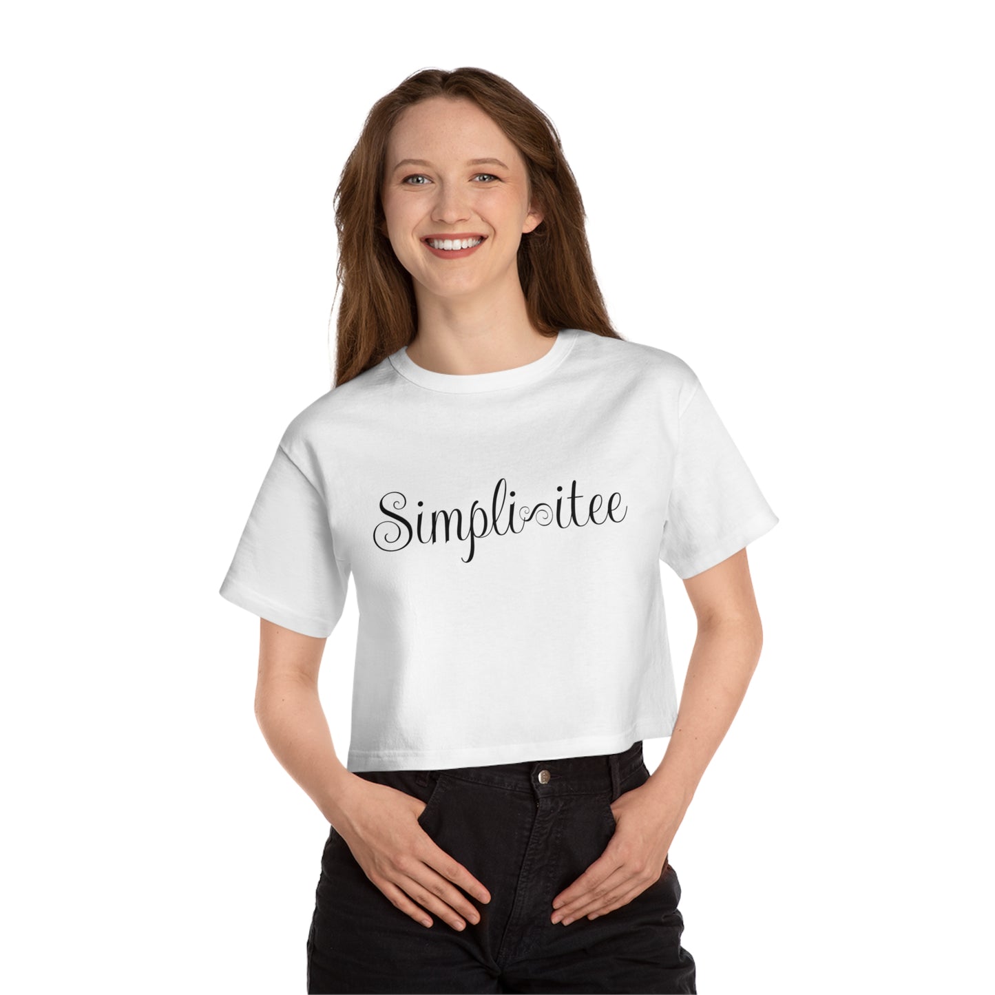 Cropped T-Shirt with 'Simplitee' Design | Chic Casual Wear for Everyday Style, Trendy Summer Top, Perfect for Gift, Lounge, Everyday Wear