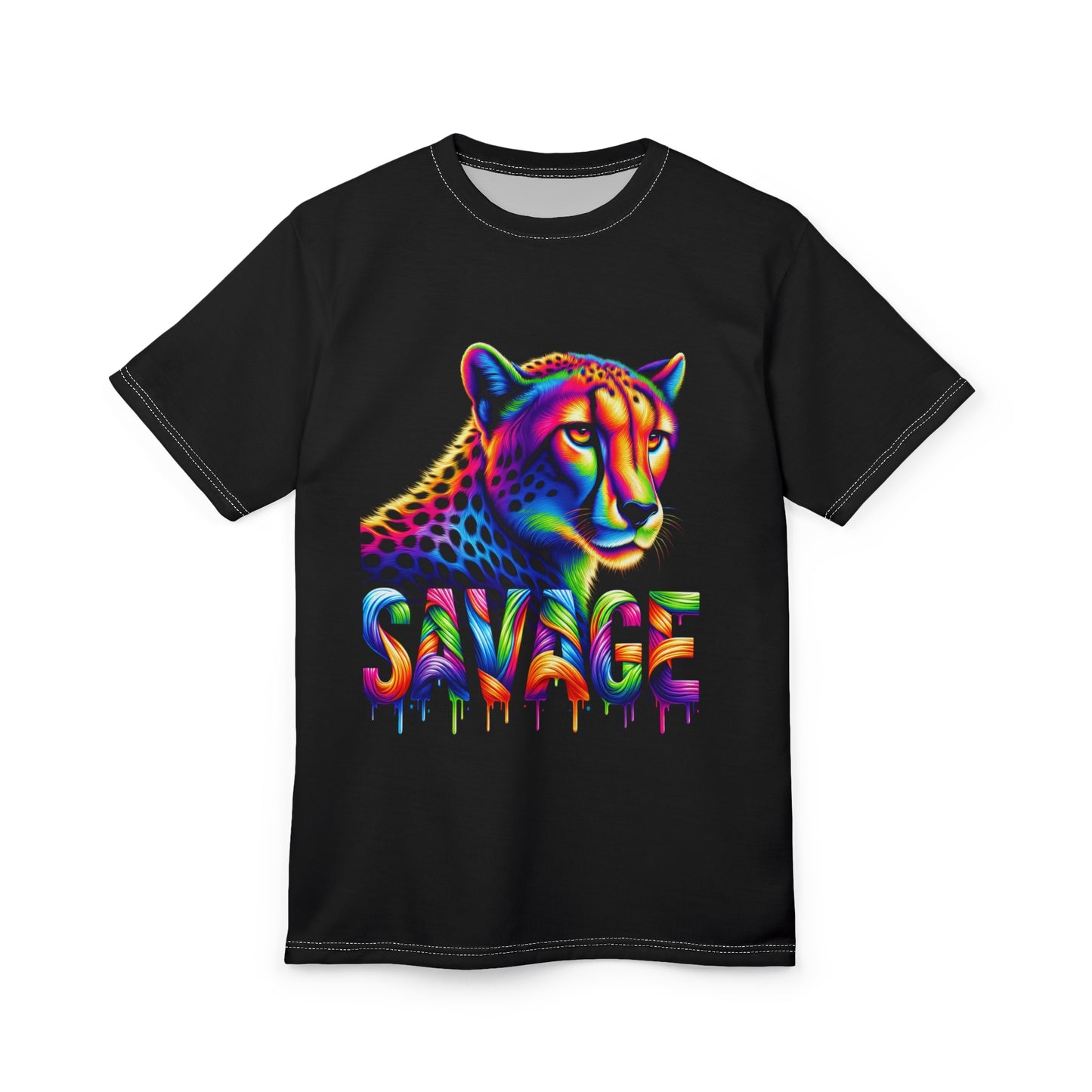 Savage Leopard Unisex Tee, Bold Graphic T-Shirt, Colorful Animal Print, Unique Gift for Animal Lovers, Streetwear Style Top