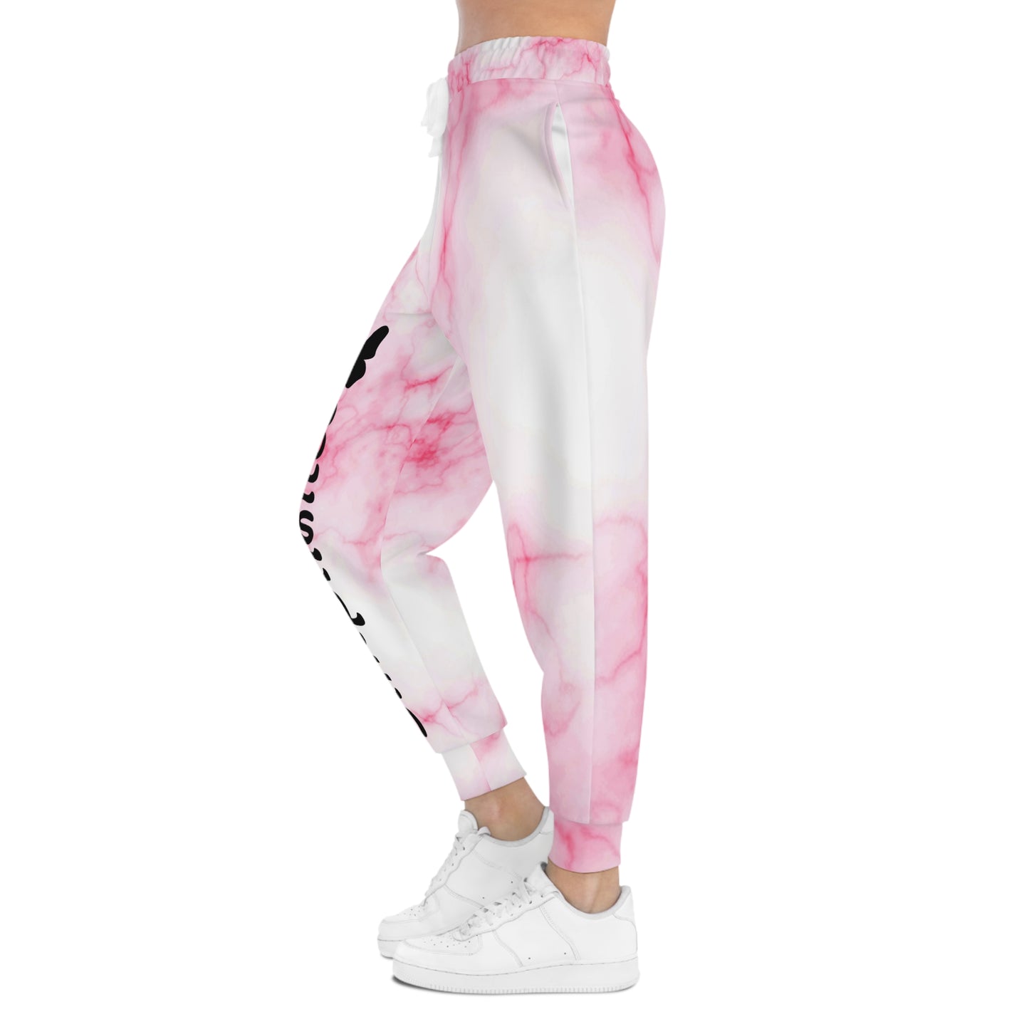Simplisitee -Chic Marble Pink Joggers, Trendy Activewear, Comfort Fit Pants, Lounge Wear, Butterfly Print Fashion