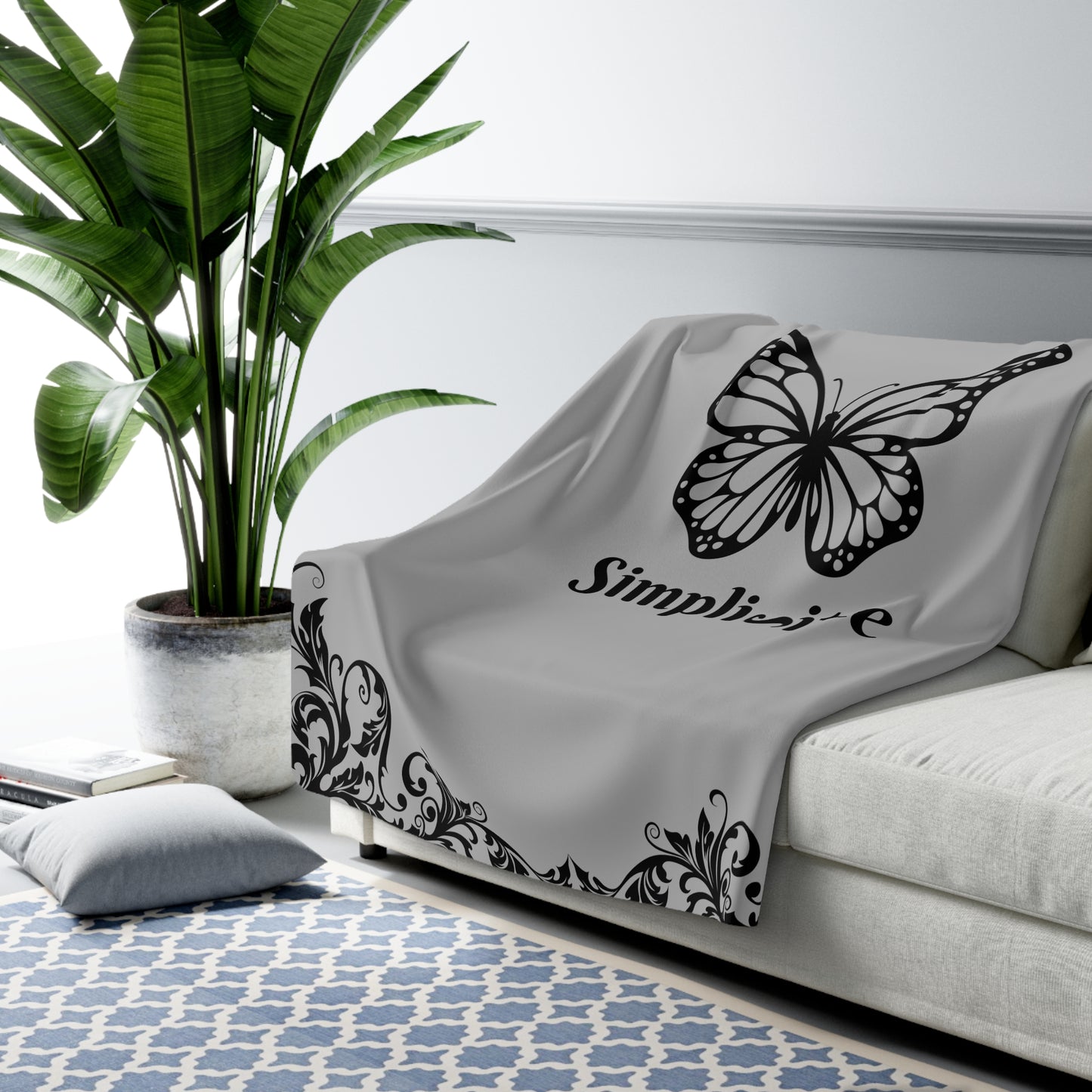 Simplisitee - Luxury Butterfly Sherpa Fleece Blanket - Cozy Decor for Home & Gifts