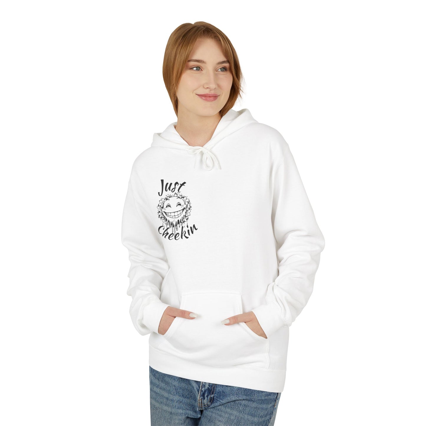 Just Checkin' Fleece Hoodie - Unisex Midweight Softstyle Casual Wear
