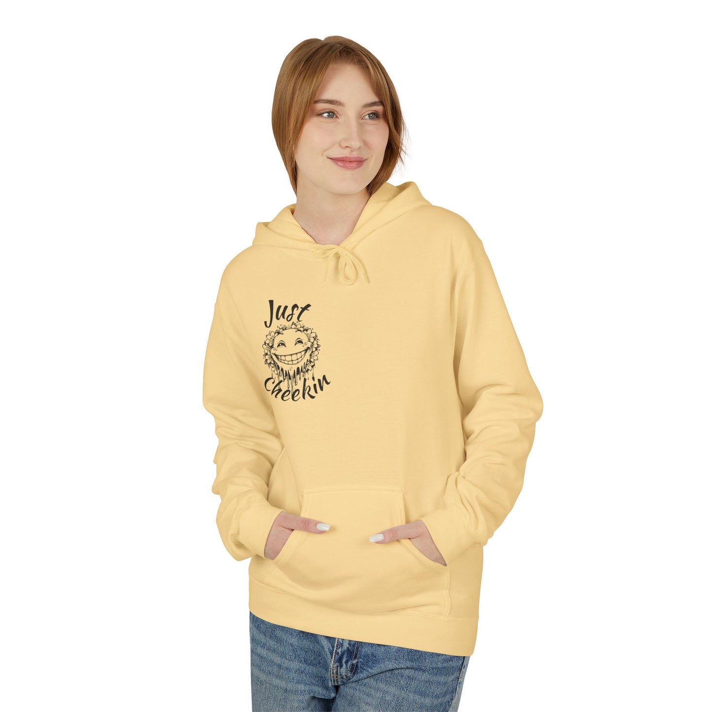 Just Checkin' Fleece Hoodie - Unisex Midweight Softstyle Casual Wear