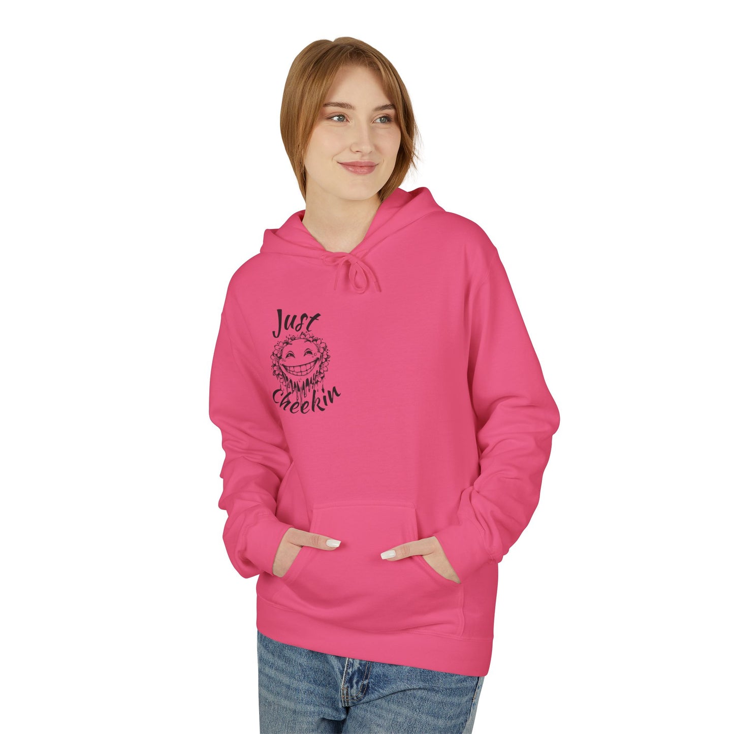 Just Checkin' Fleece Hoodie - Unisex Midweight Softstyle Casual Wear