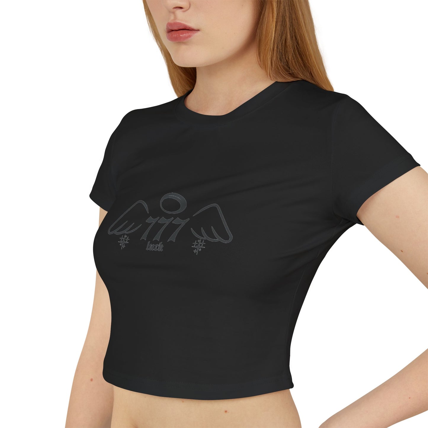 Angel Number 777 Women's Baby Tee, Cute Graphic Crop Top, Spiritual T-Shirt, Astrology Gift, Vintage Vibe Tee, Casual Wear