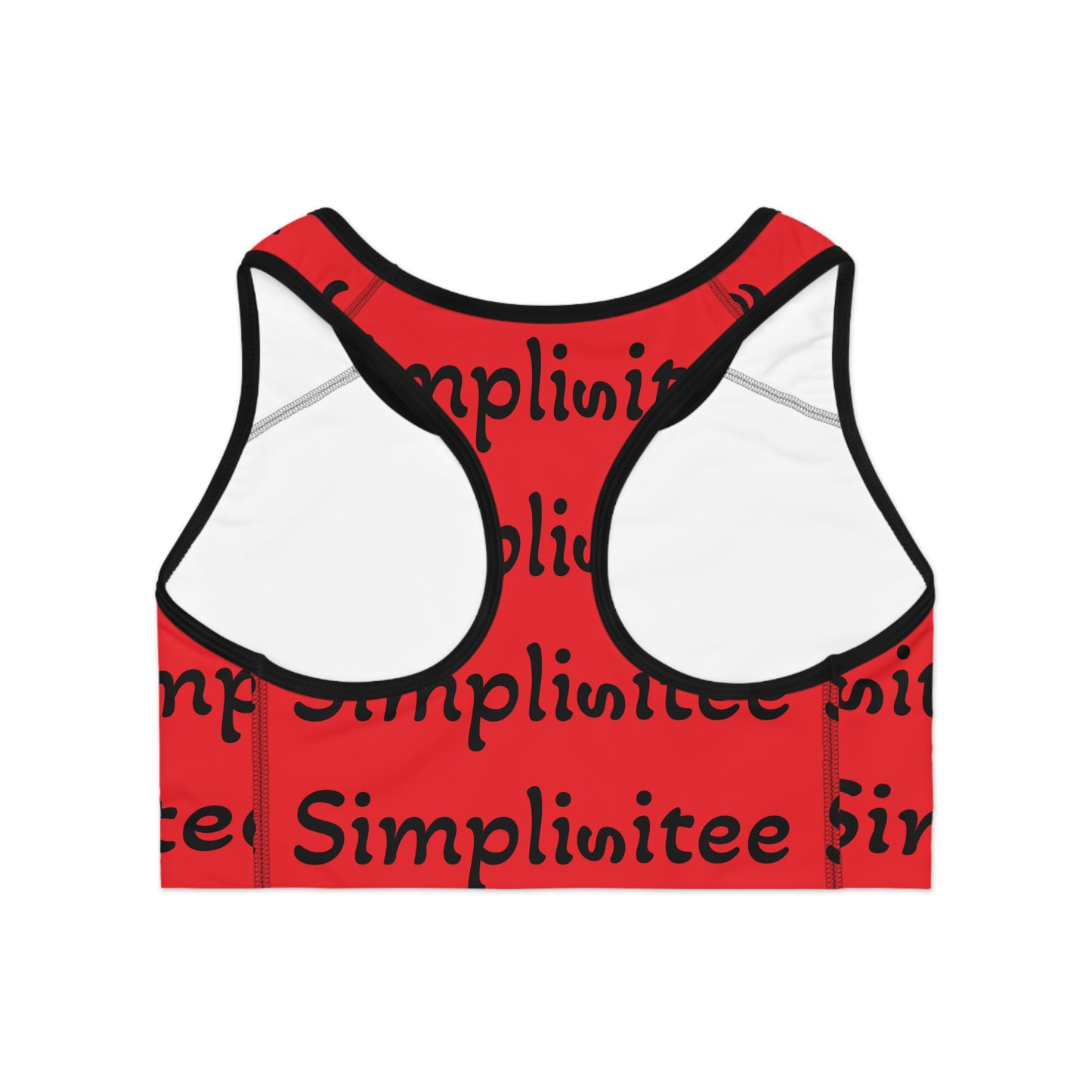 simplisitee - Stylish Red Sports Bra with 'Simplitee' Print, Athletic Wear, Workout Gear, Fitness Apparel, Gift for Gym Lovers