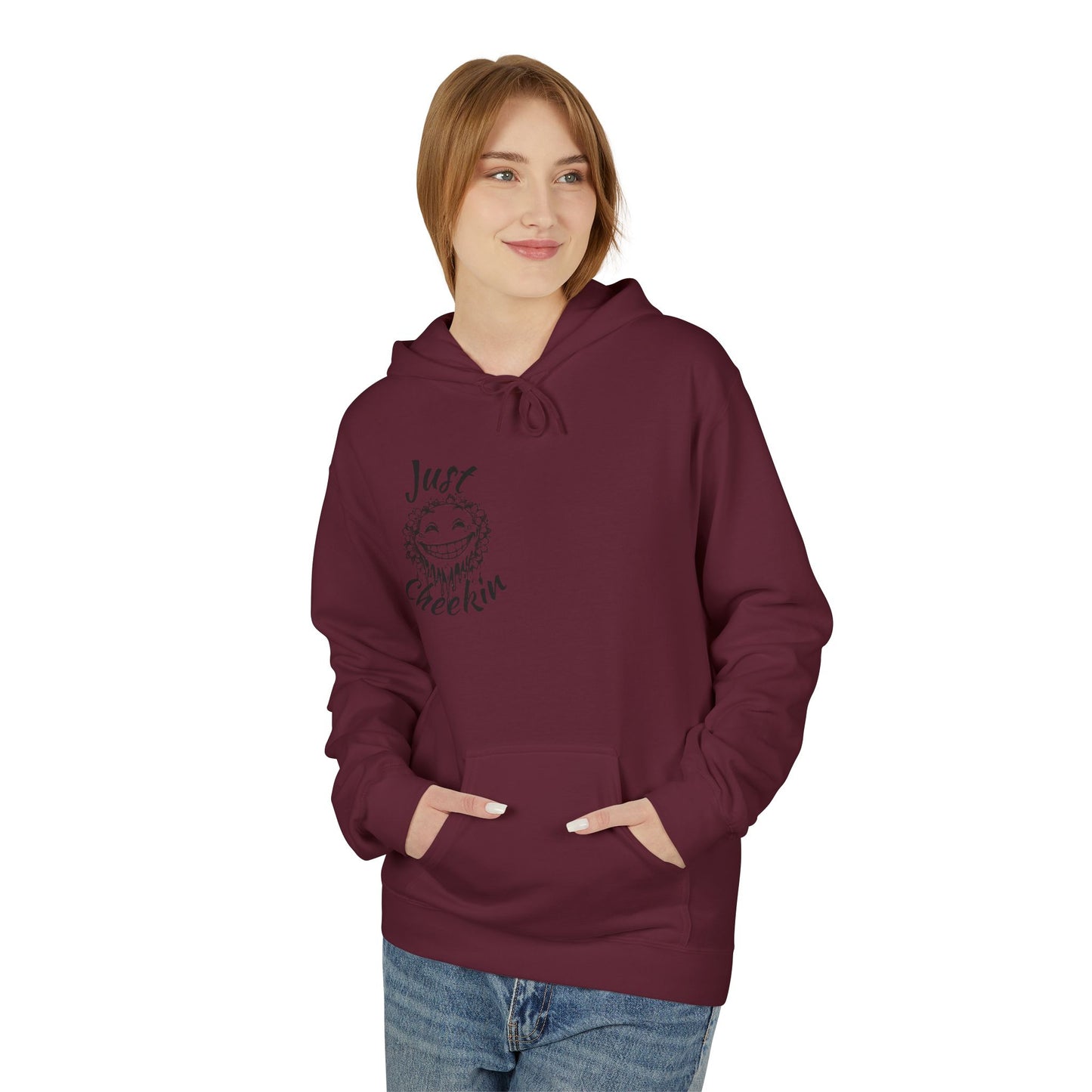 Just Checkin' Fleece Hoodie - Unisex Midweight Softstyle Casual Wear