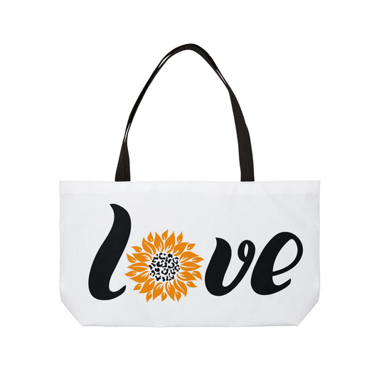 Simplisitee - Love Sunflower Weekender Tote Bag, Stylish Travel Bag, Perfect for Gifts, Beach, Yoga, Shopping, Weekend Getaway