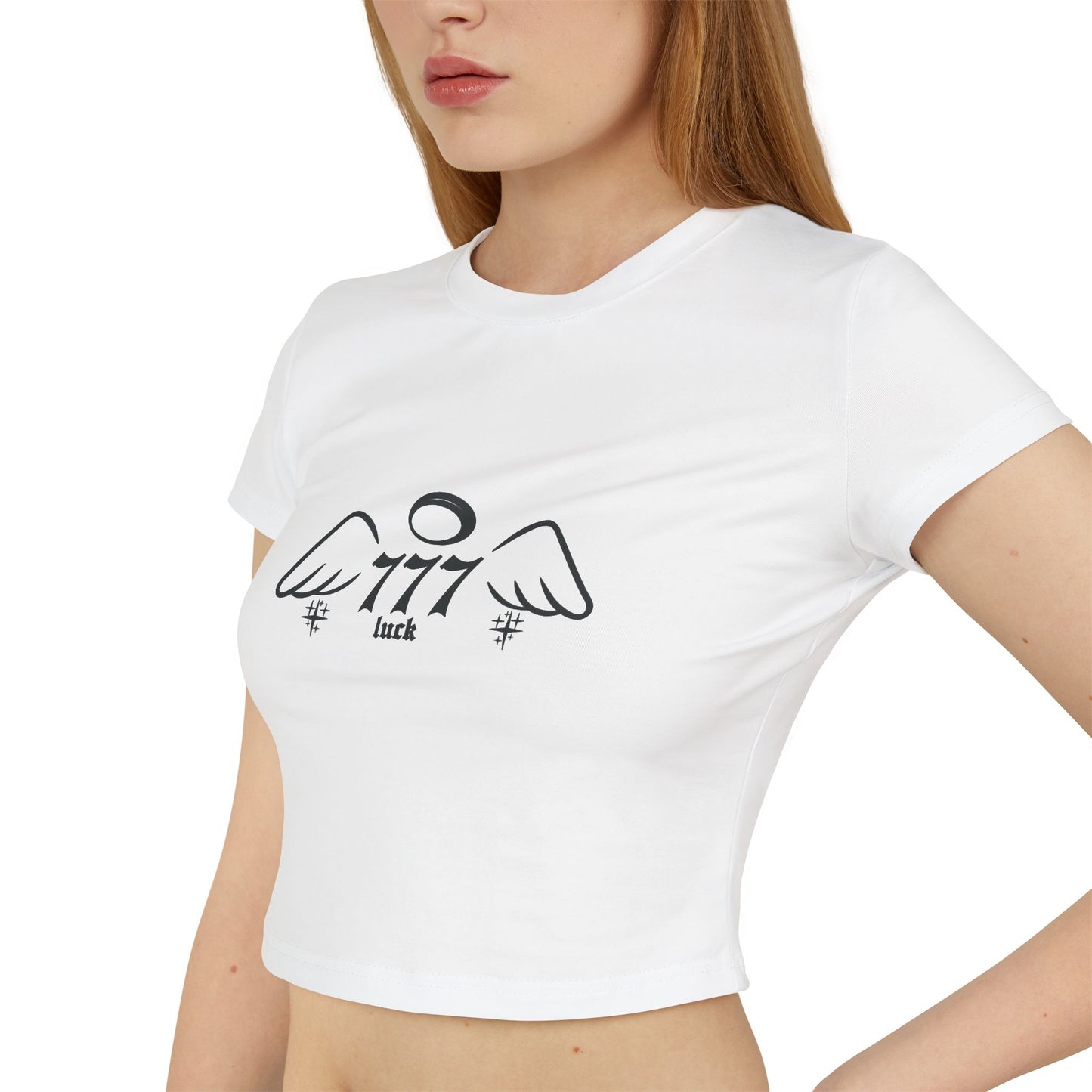 Angel Number 777 Women's Baby Tee, Cute Graphic Crop Top, Spiritual T-Shirt, Astrology Gift, Vintage Vibe Tee, Casual Wear