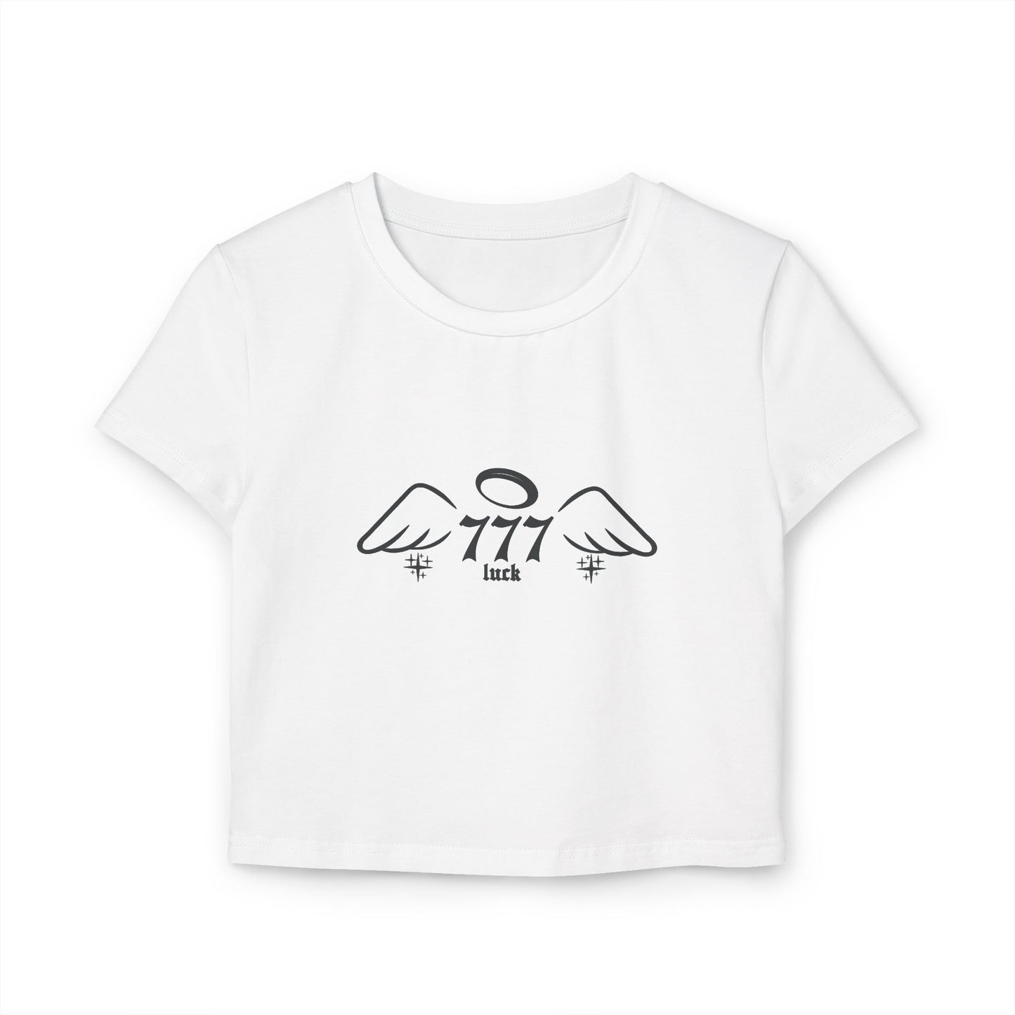 Angel Number 777 Women's Baby Tee, Cute Graphic Crop Top, Spiritual T-Shirt, Astrology Gift, Vintage Vibe Tee, Casual Wear