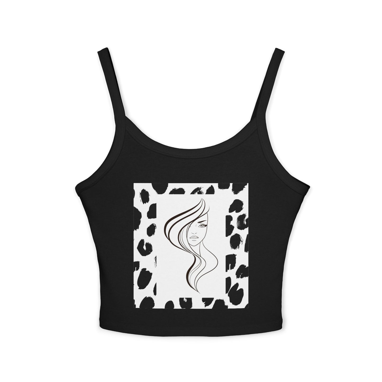 Simplisitee - Chic Women's Spaghetti Strap Tank Top with Artistic Hair Design, Summer Fashion Top, Casual Outfit, Gift for Her, Trendy Apparel