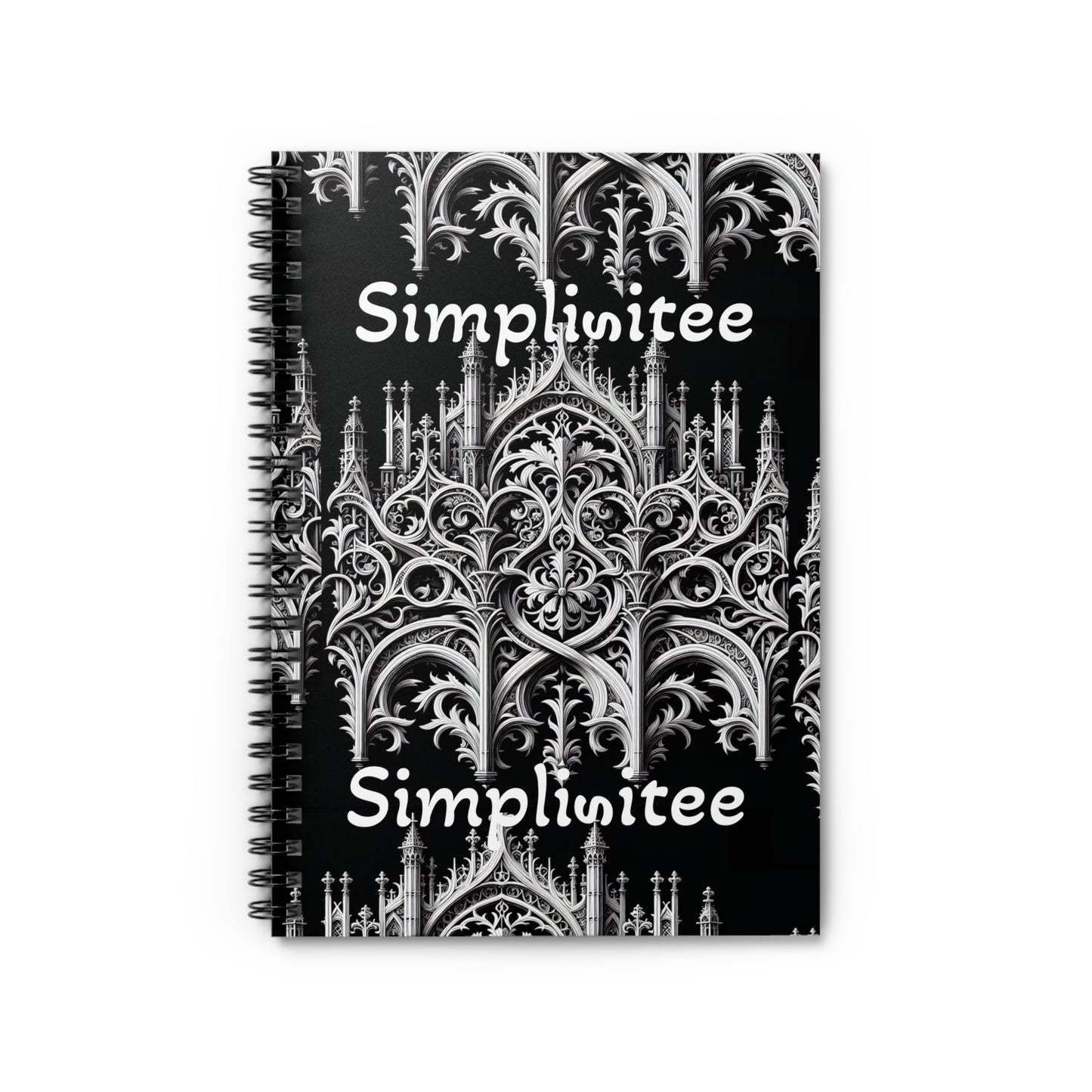 Simplisitee - Elegant Gothic Spiral Notebook - Ruled Line for Art Lovers